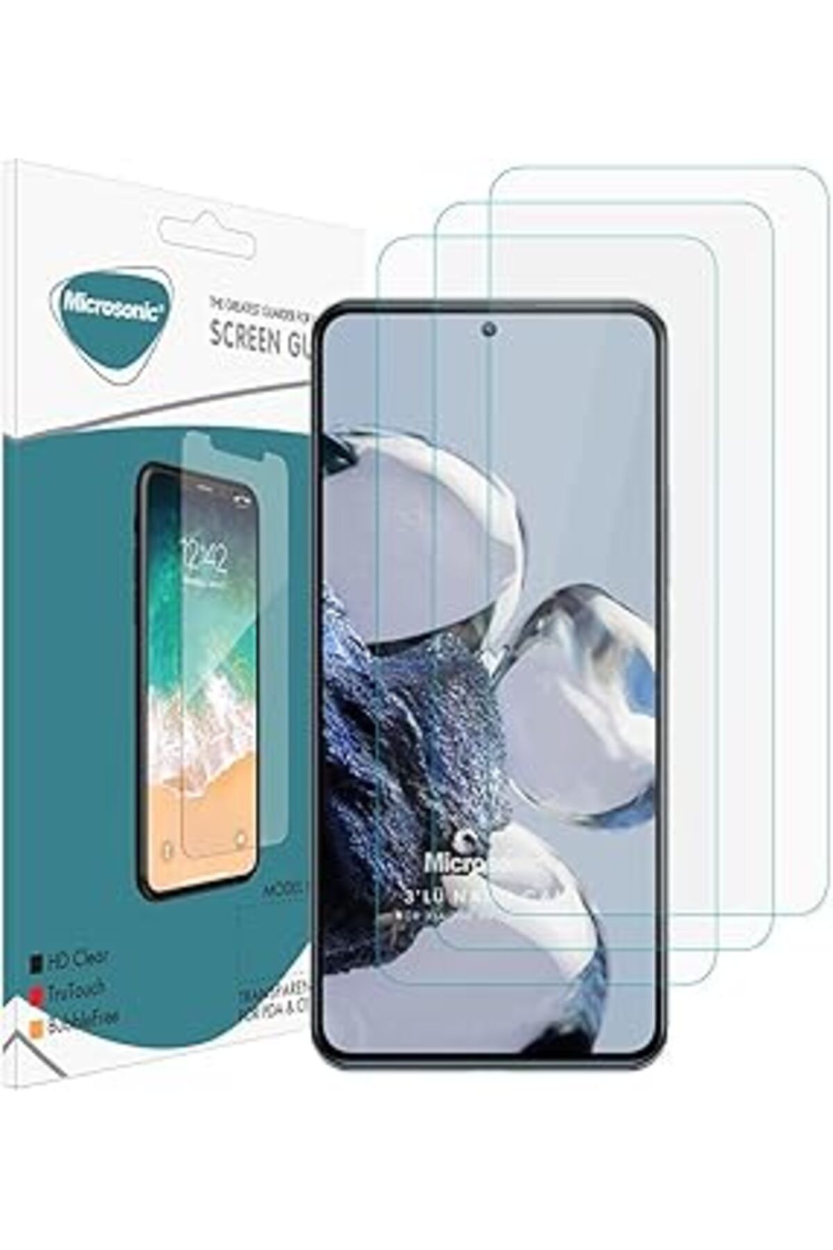 Pazarcan Microsonic Xiaomi Mi 12T Screen Protector Nano Glass Cam Ekran Koruyucu (3`Lü Paket)