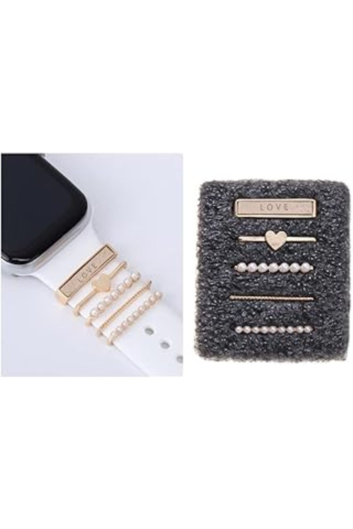 karadağsb Easy Idea Apple Watch Uyumlu Love Yazılı Kordon Aksesuar/Charm Gold Renkli