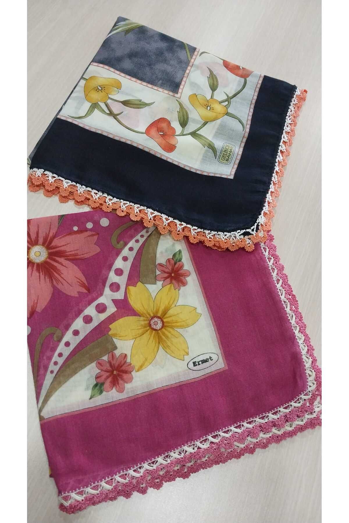 Papatyam El işi 2 Adet Tığ Oyalı Yazma/Tığ İşi yazma/vintage/Çeyizlik Yemeni/100x100/Pamuklu/