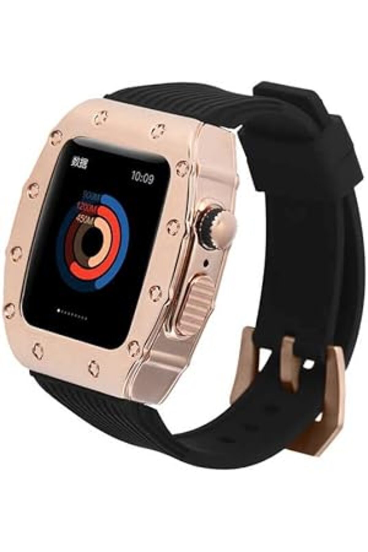 karadağsb Zore Apple İle Uyumlu Watch 7 45Mm Krd-65 Kordon Siyah-Rose Gold
