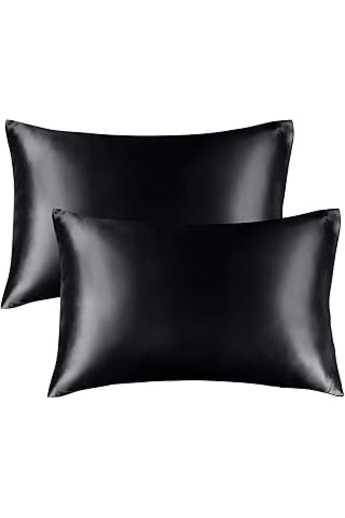 karadağsb Saten Yastık Kılıfı, Queen Size, Kıvırcık Saçlar, İpeksi Yapı (King (50X90), Siyah)