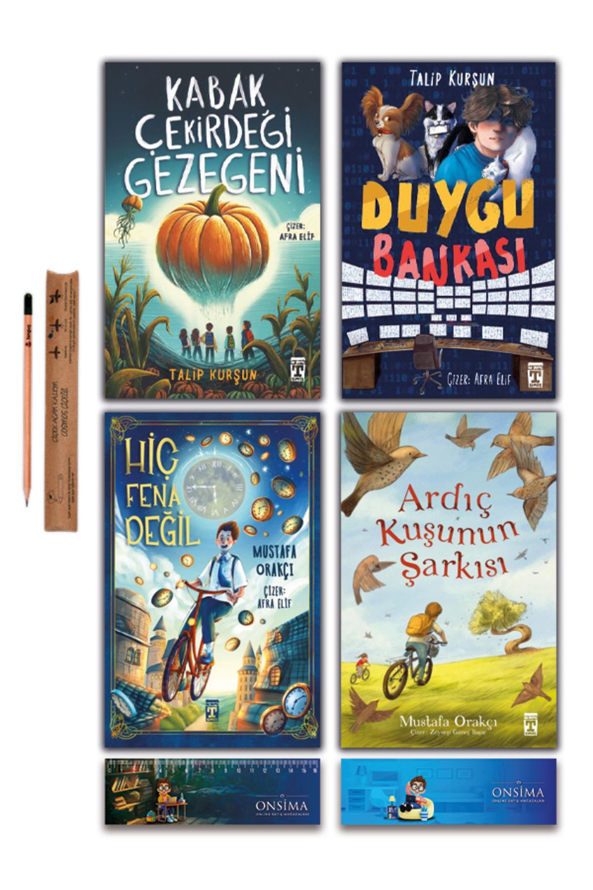 İlk Genç Timaş Hiç Fena Değil - Kabak Çekirdeği Gezegeni - Ardıç Kuşunun Şarkısı - Duygu Bankası Set 4 Kitap