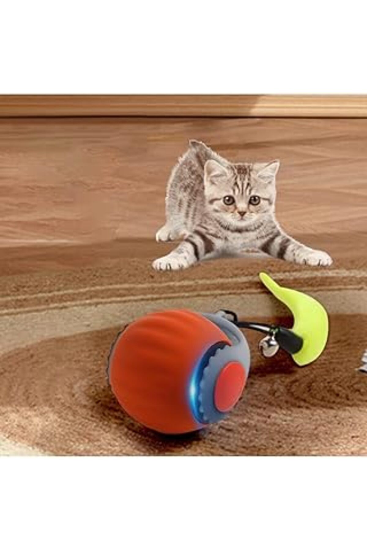 karadağsb Tineke Hareketli Otomatik Yuvarlanan Tüylü Top Kedi Oyuncağı Şarj Edilebilir İnteraktif Oyuncak 1 A