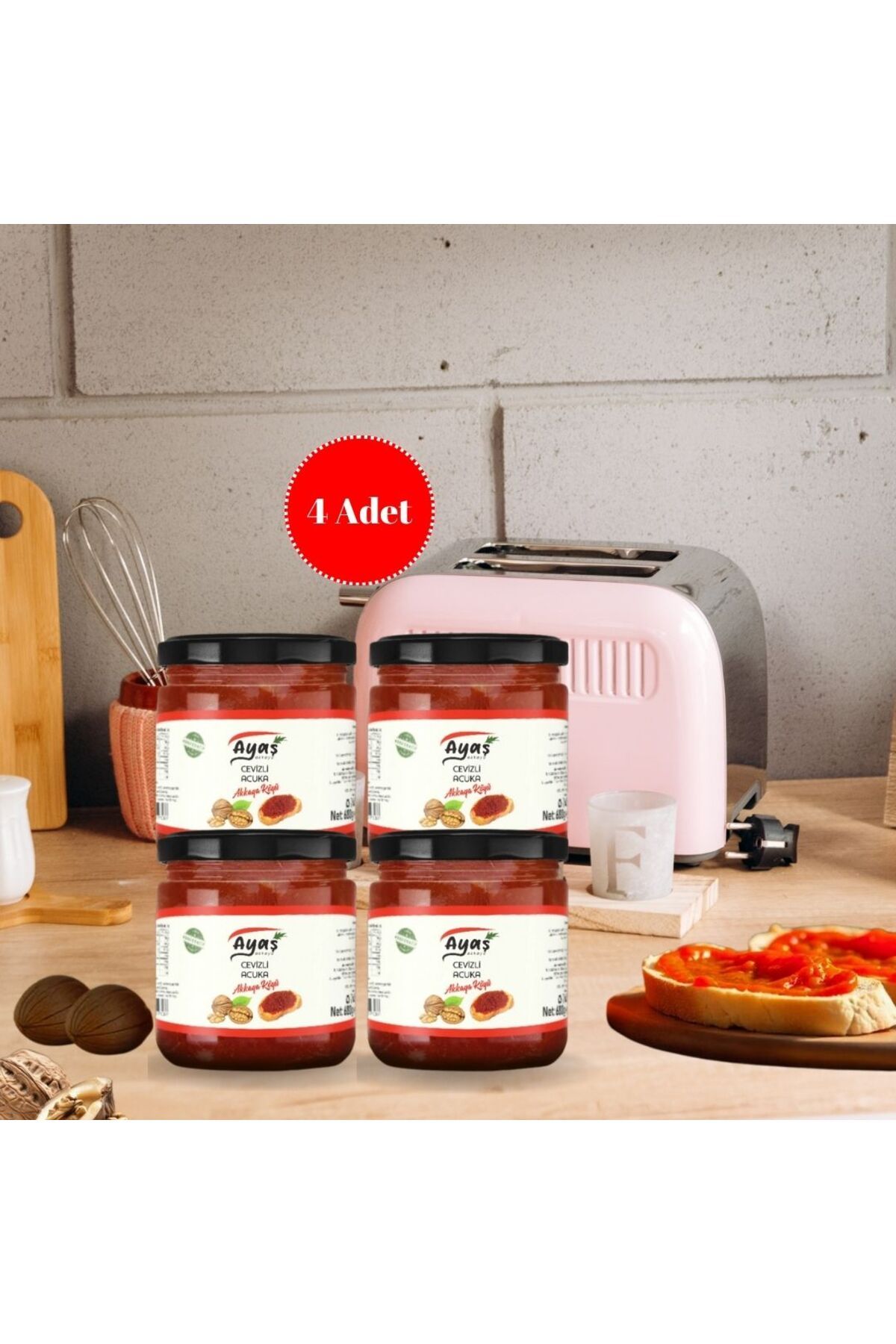 Ayaş Akkaya Kooperatifi Ayaş Akkaya Kahvaltılık Cevizli Acuka 390 G*4LÜ / Bol Cevizli ,Zeytinyağlı Acuka