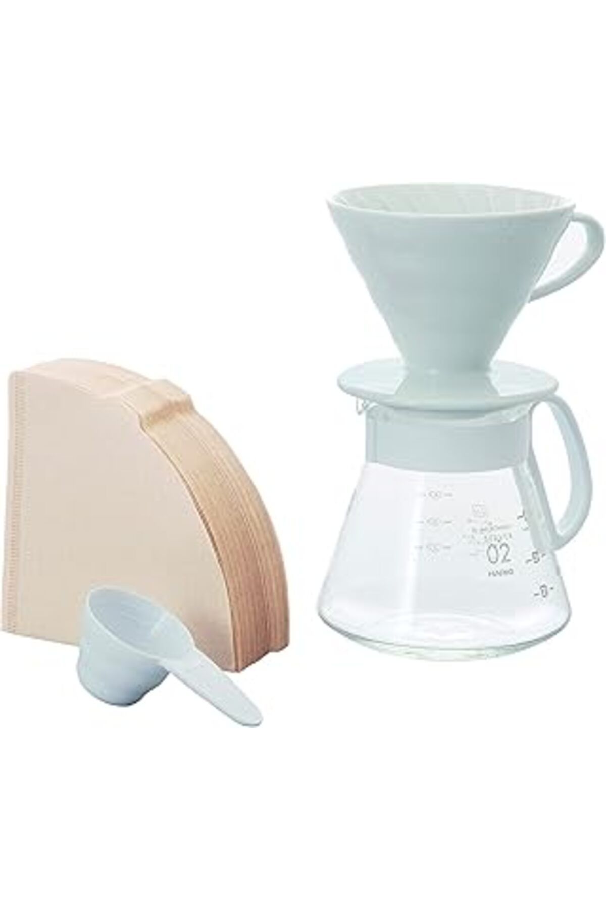karadağsb Hario V60 02 Seramik Kahve Demleme Seti “Beyaz”