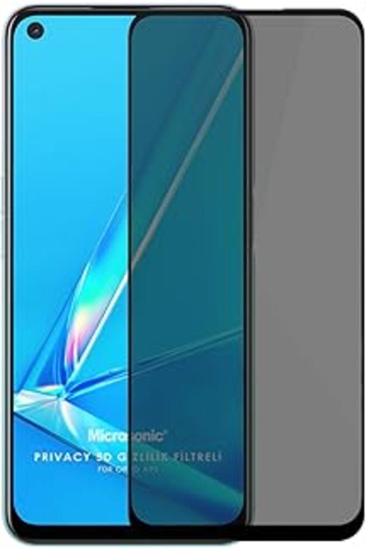 Pazarcan Microsonic Oppo A92 Privacy 5D Gizlilik Filtreli Cam Ekran Koruyucu Siyah