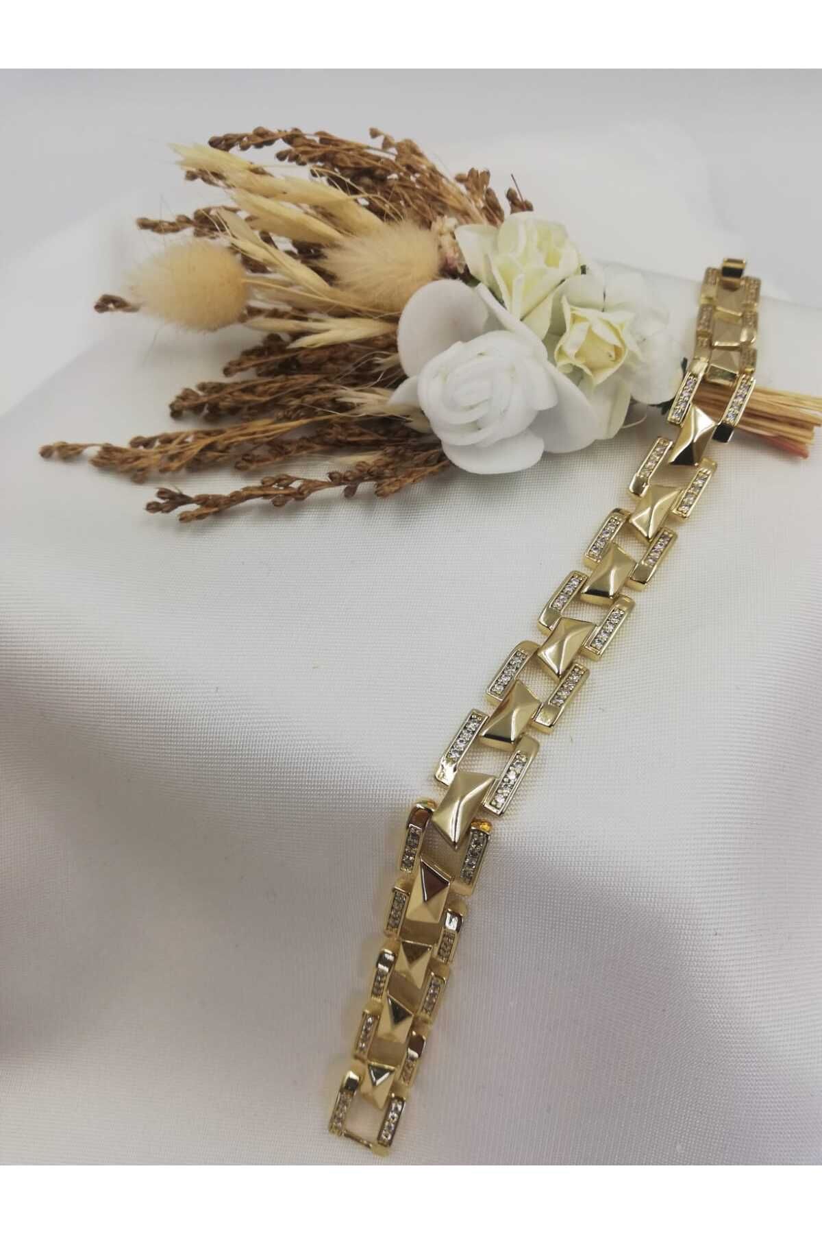 G K Luxury Çelik Zirkon Taşlı Halat Bileklik