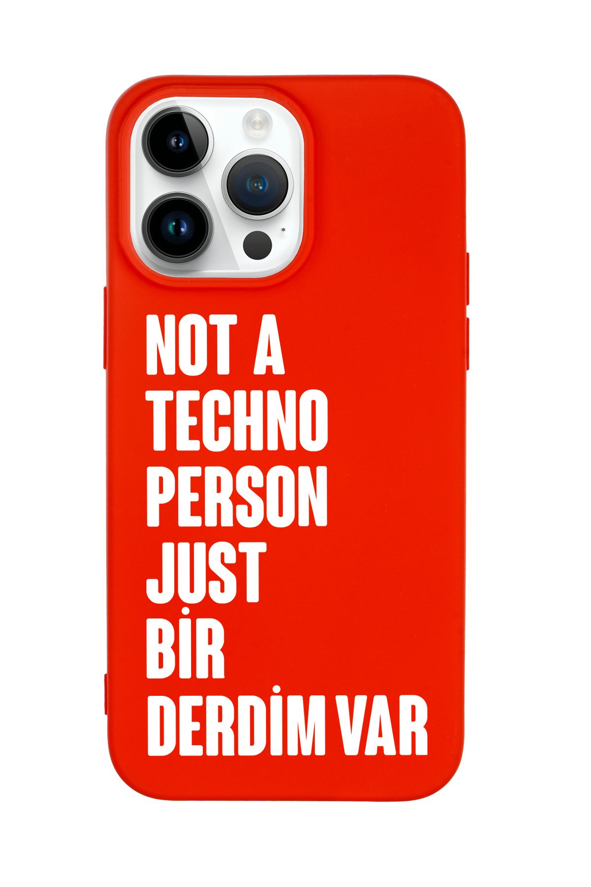 mooodcase iPhone 15 Pro Uyumlu Not Techno Person Just Bir Derdim Var Desenli Telefon Kılıfı