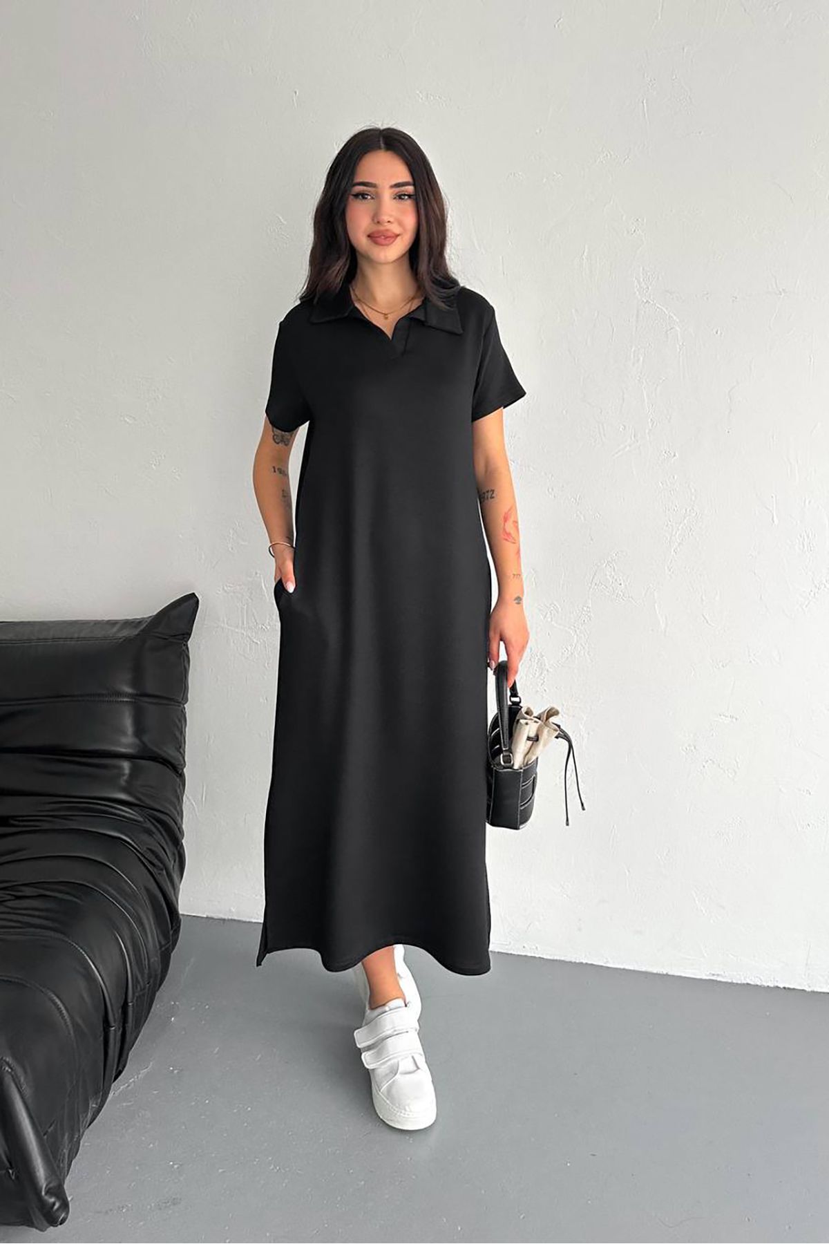 XXL BUTİK XXL Butik kadın pamuklu yazlık kumaş salaş elbise X-NBTG003