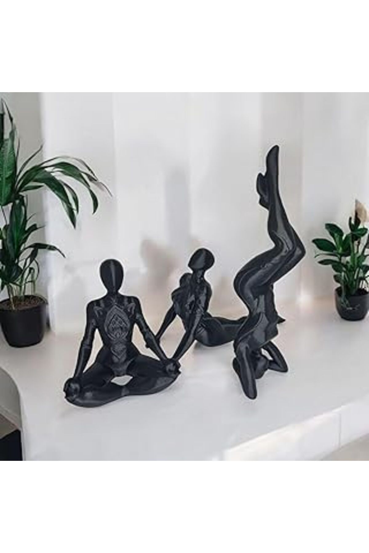 karadağsb Yoga Figürleri, Siyah, Dekoratif Sanatsal Heykel Seti