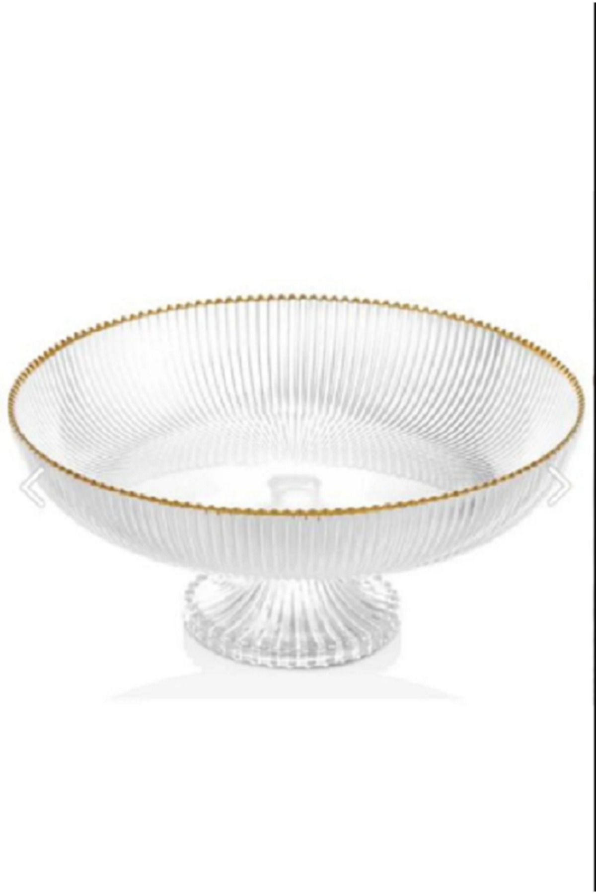 kaya avm Cam Ayaklı Meyvelik Gold Yaldız Detaylı Servis Sunum Tabağı 24 cm