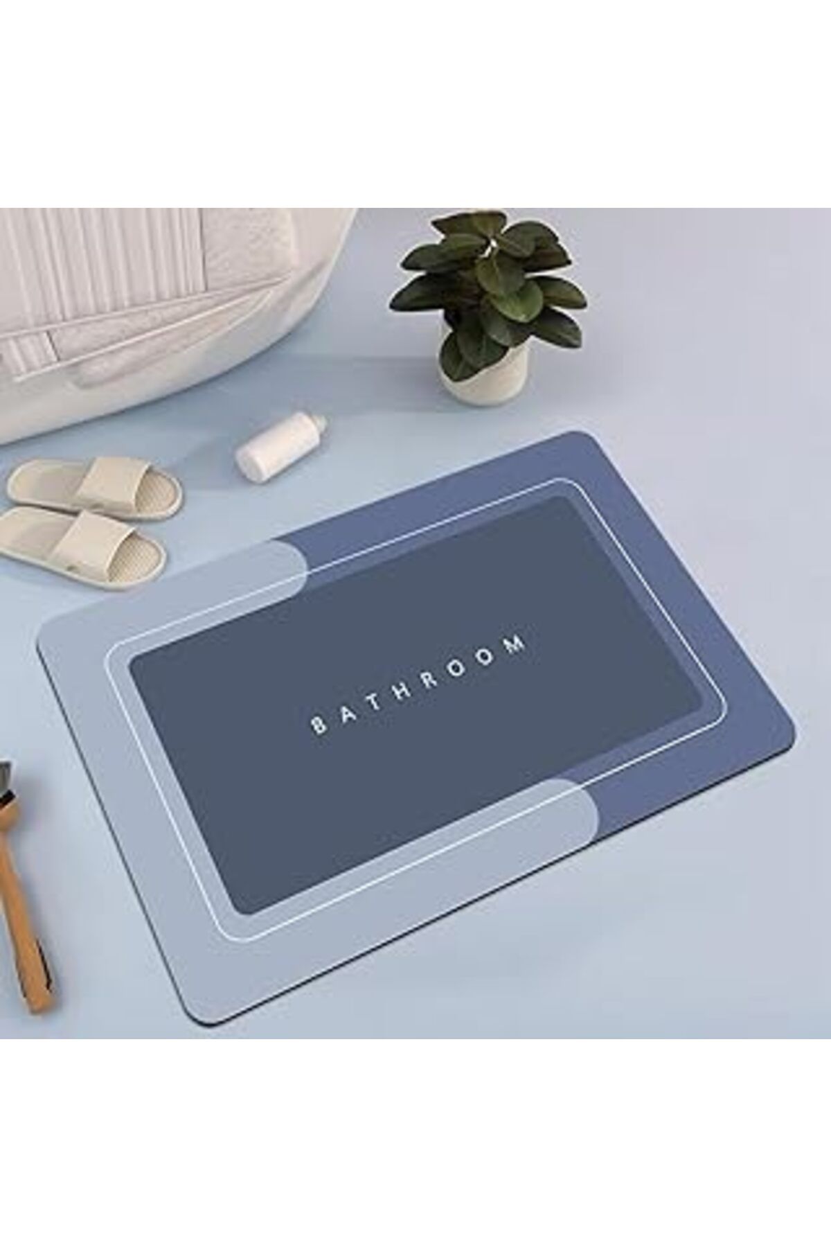 karadağsb Noksi Banyo Paspası-kaymaz Tabanlı-süper Emici Banyo Paspası-abdest Paspası-kare (MAVİ)(NKS128M)