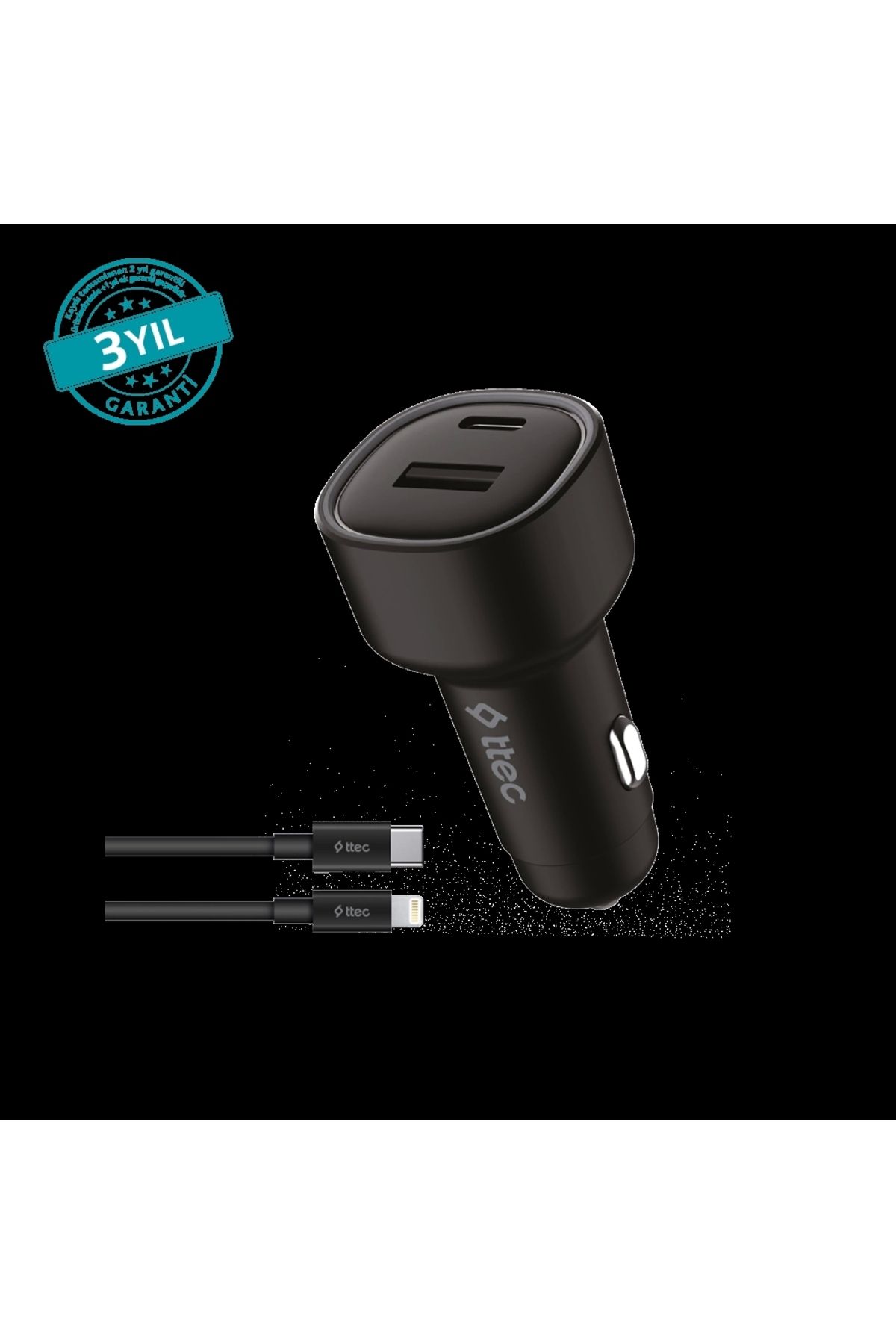 Ttec Smartcharger Duo Pd 48w Araç Hızlı Şarj Aleti Usb-c Usb-a - Usb-c-lightning Kablo