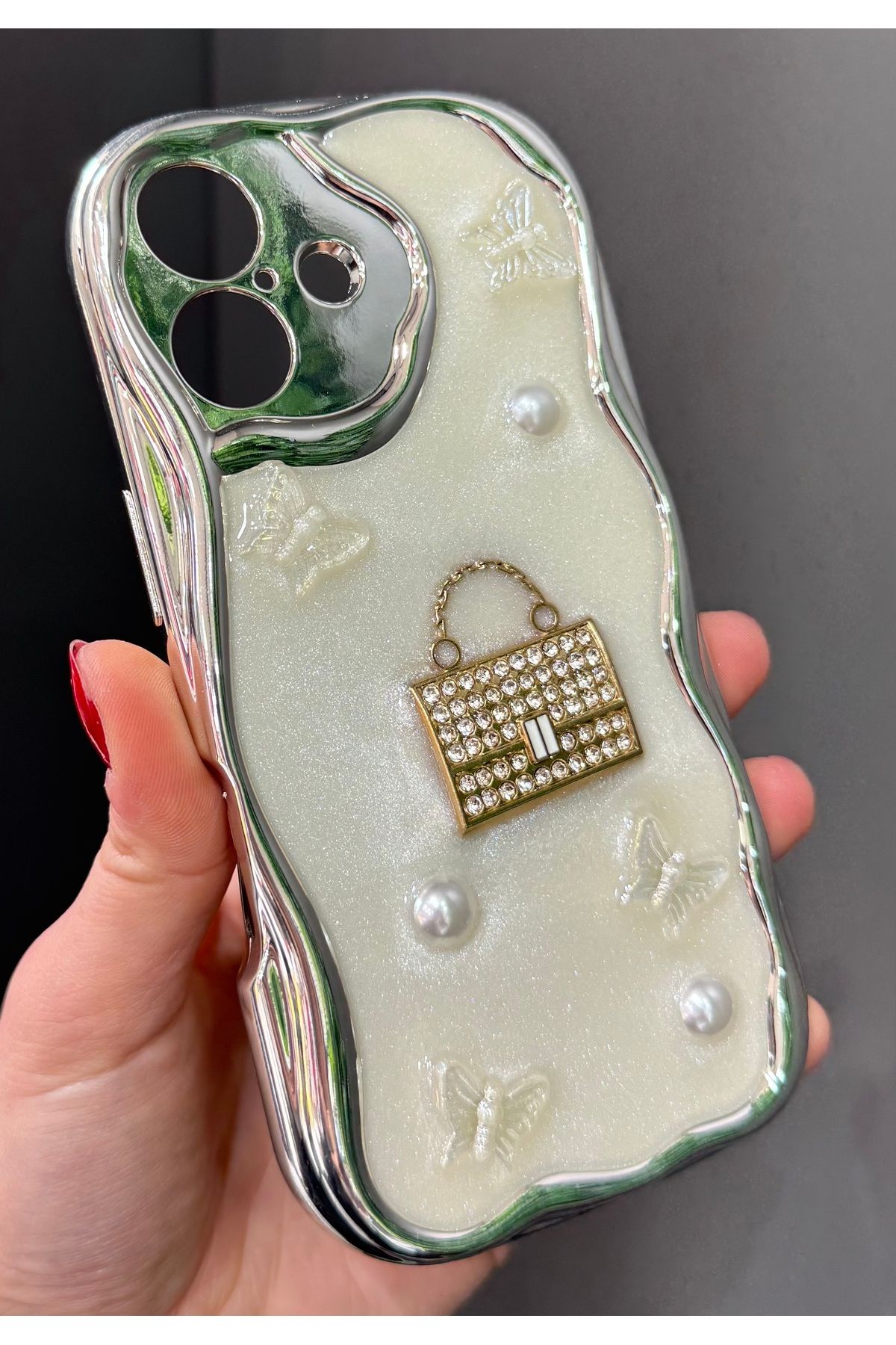 ABAS İPhone 16 taşlı holegramlı lüks kılıf