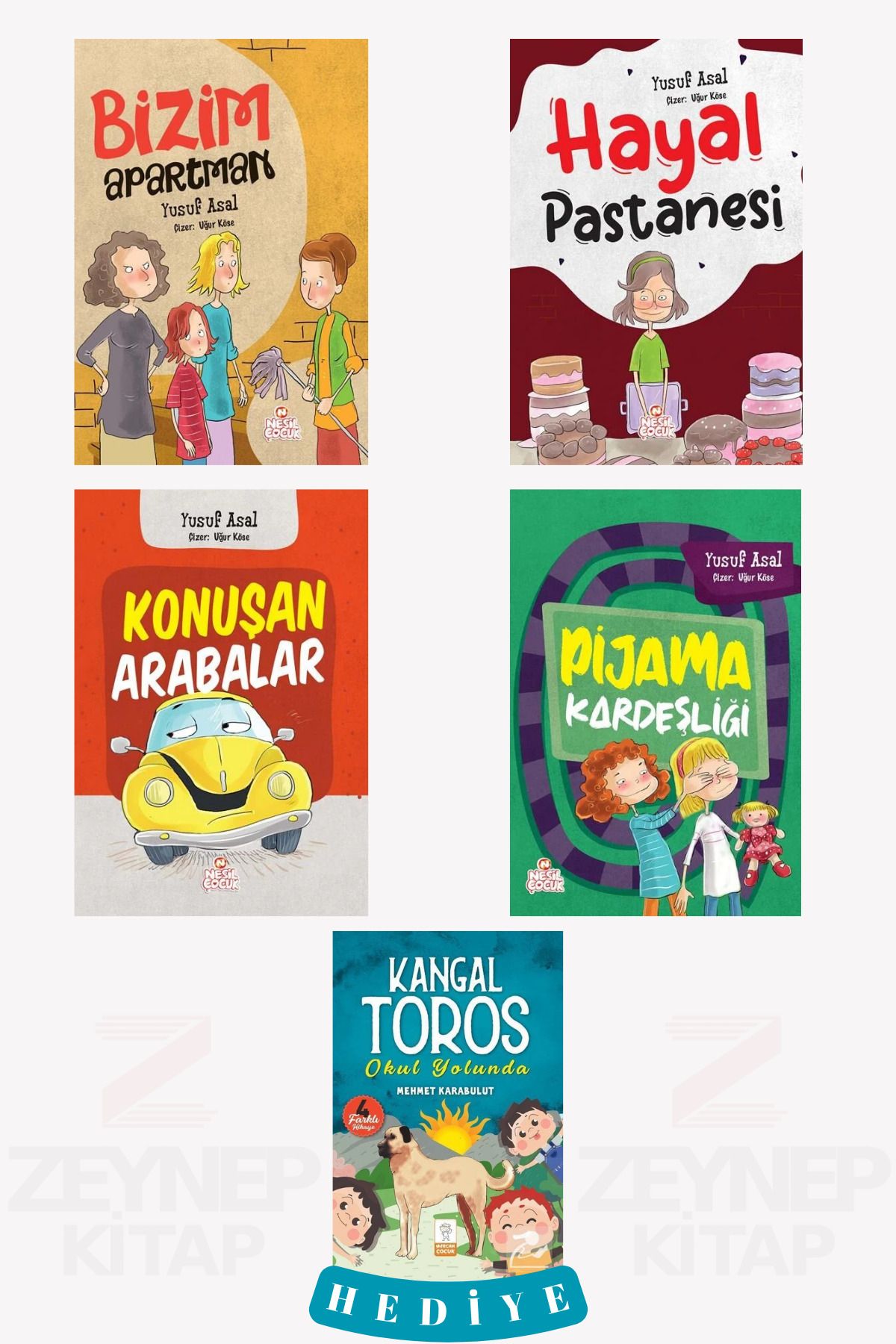 Nesil Çocuk Yayınları Yusuf Asal 2. 3 ve 4. Sınıflar İçin Okuma Seti 4 Kitap Set + Kangal Toros Okul Yolunda Hediye