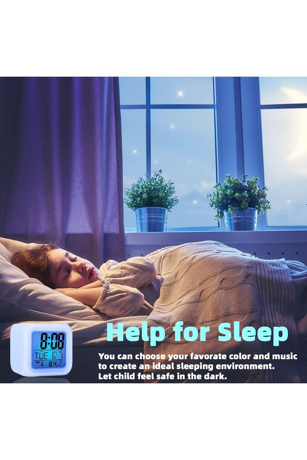 Generic-Digital 7-Color Changing LED Alarm Clock with Glowing Light, Temperature Display & Date Function 6