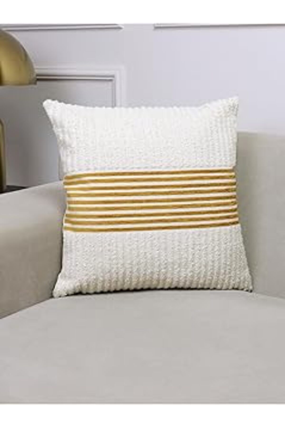 karadağsb Vanilla Home Ella Krem Ve Hardal Çizgili 43X43 Kare Kırlent Kılıfı 43 X 43
