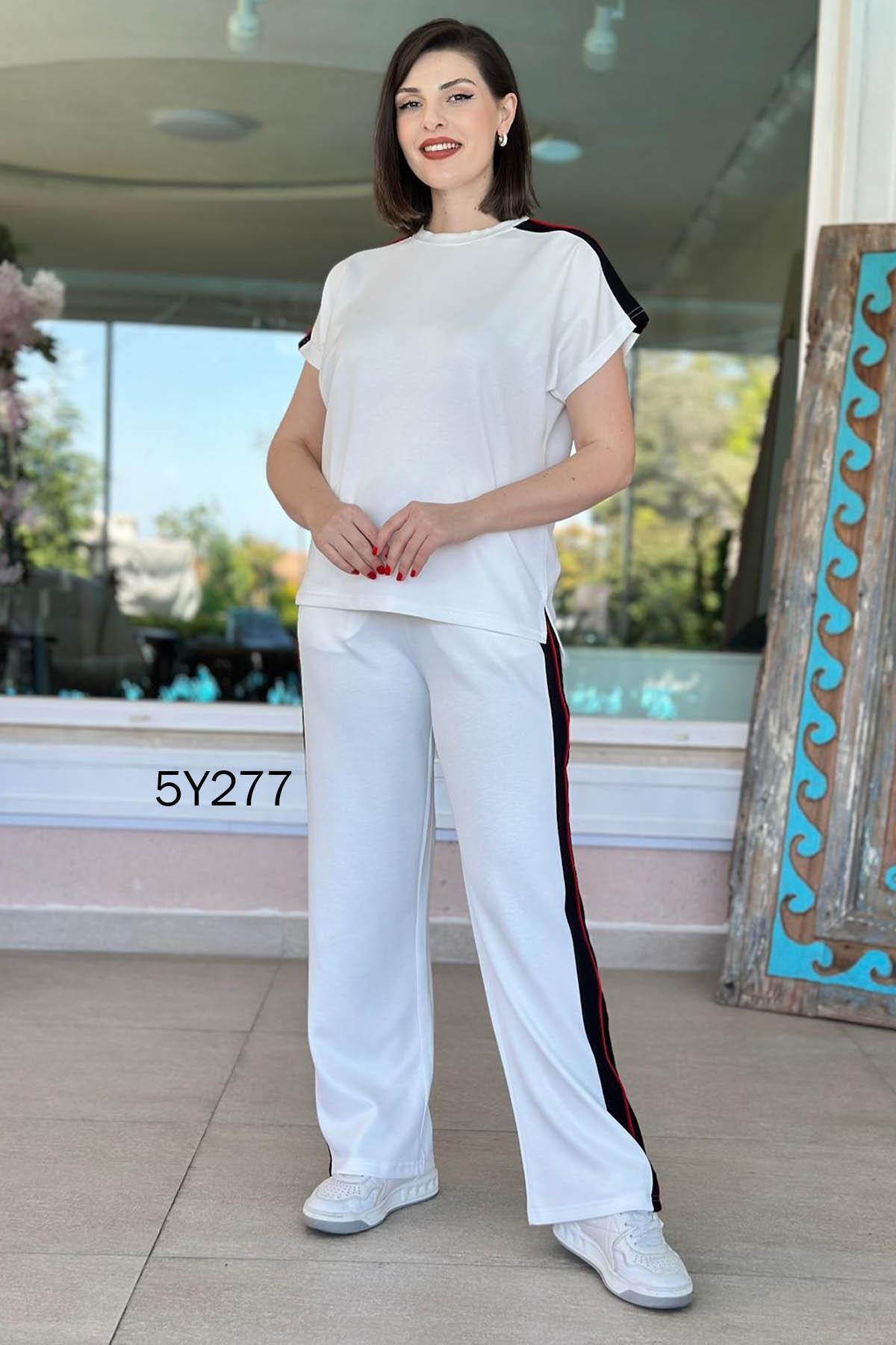 İnce Topuk-Modal Fabric Suit with Bat Sleeve Piping 5Y277 4