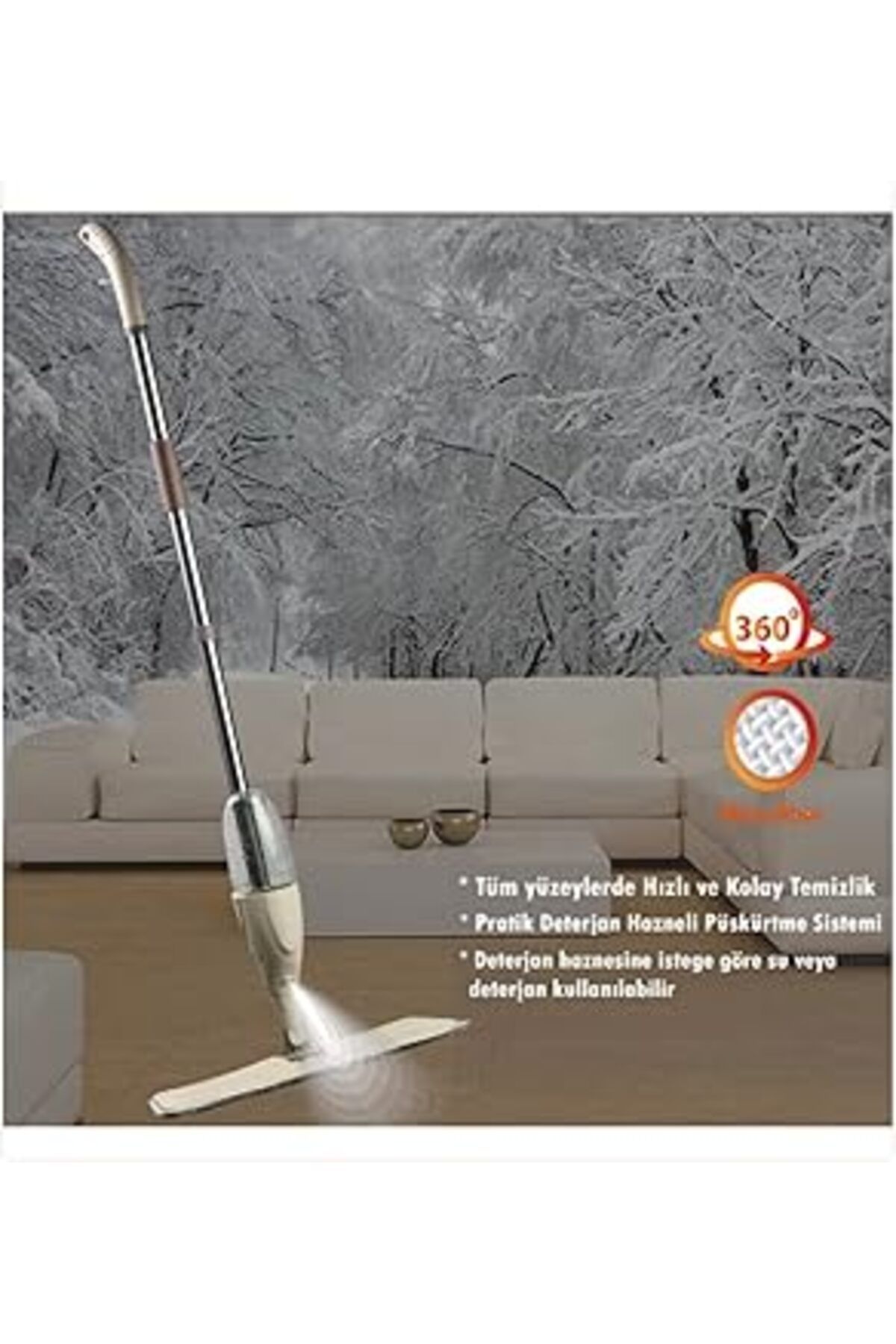 Mu Art Makkam Home Sprey Mop +1 Yedek Bezli (Beyaz)