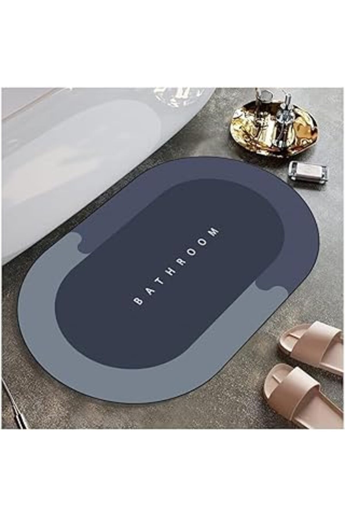 karadağsb Luti Concept Süper Su Emici Kaymaz Tabanlı Oval Banyo Paspası Diatom Banyo Lavabo Paspası Sihirli S