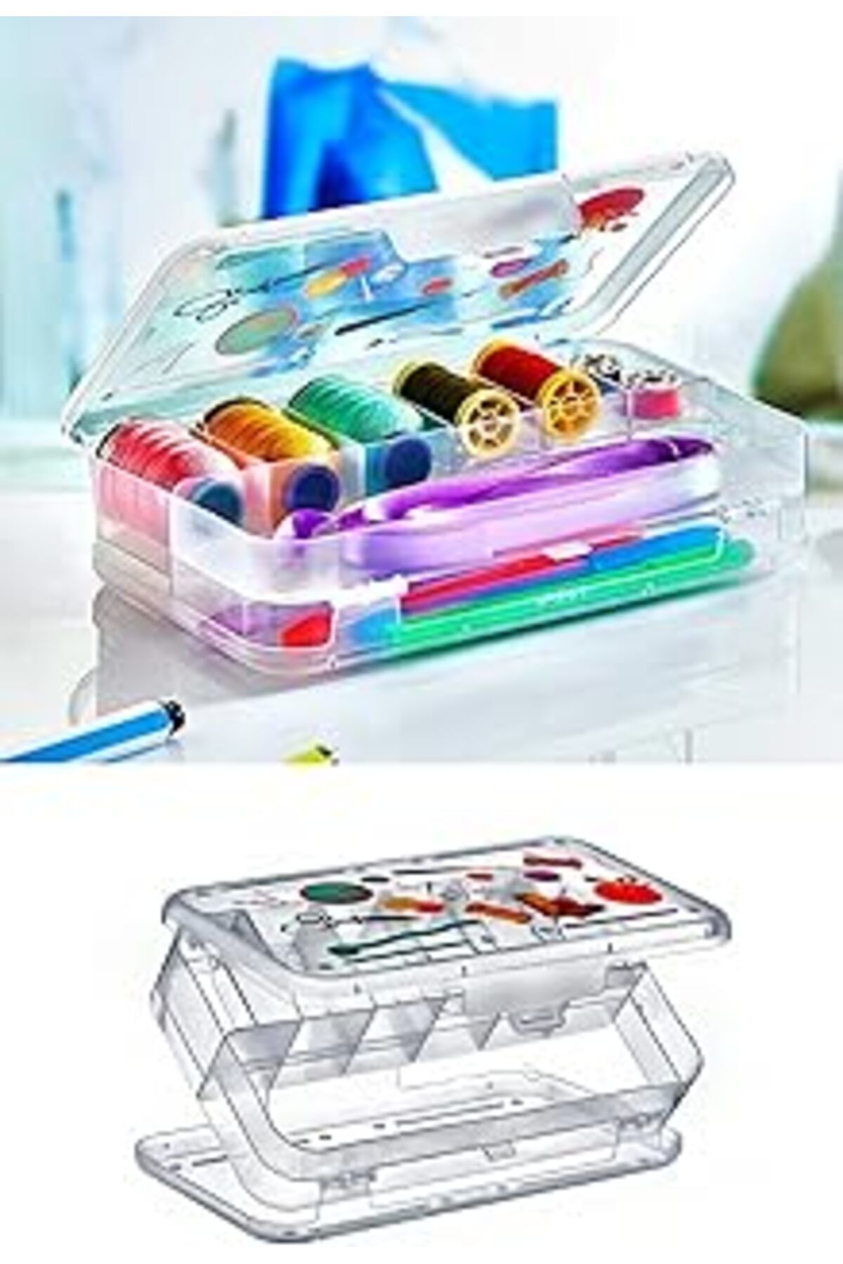 karadağsb Eynel Şeffaf Plastik Bölmeli Çift Taraflı Hobi Dikiş Iğne Kutusu Düzenleyici Arduino Balıkçı Malzem
