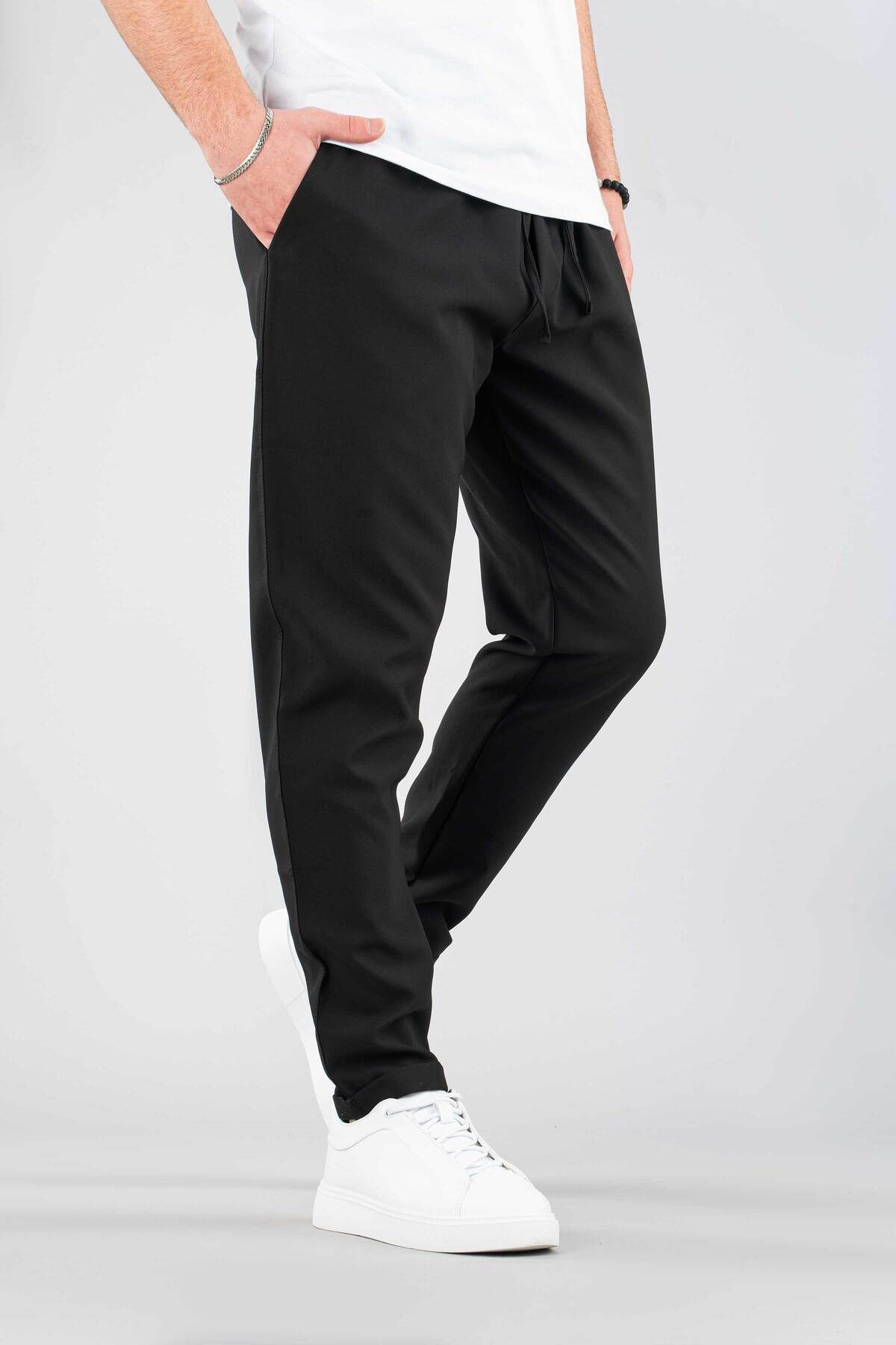 bombe Erkek Rahat Boyfriend Beli Lastikli İpli Pamuklu Jogger Pantolon