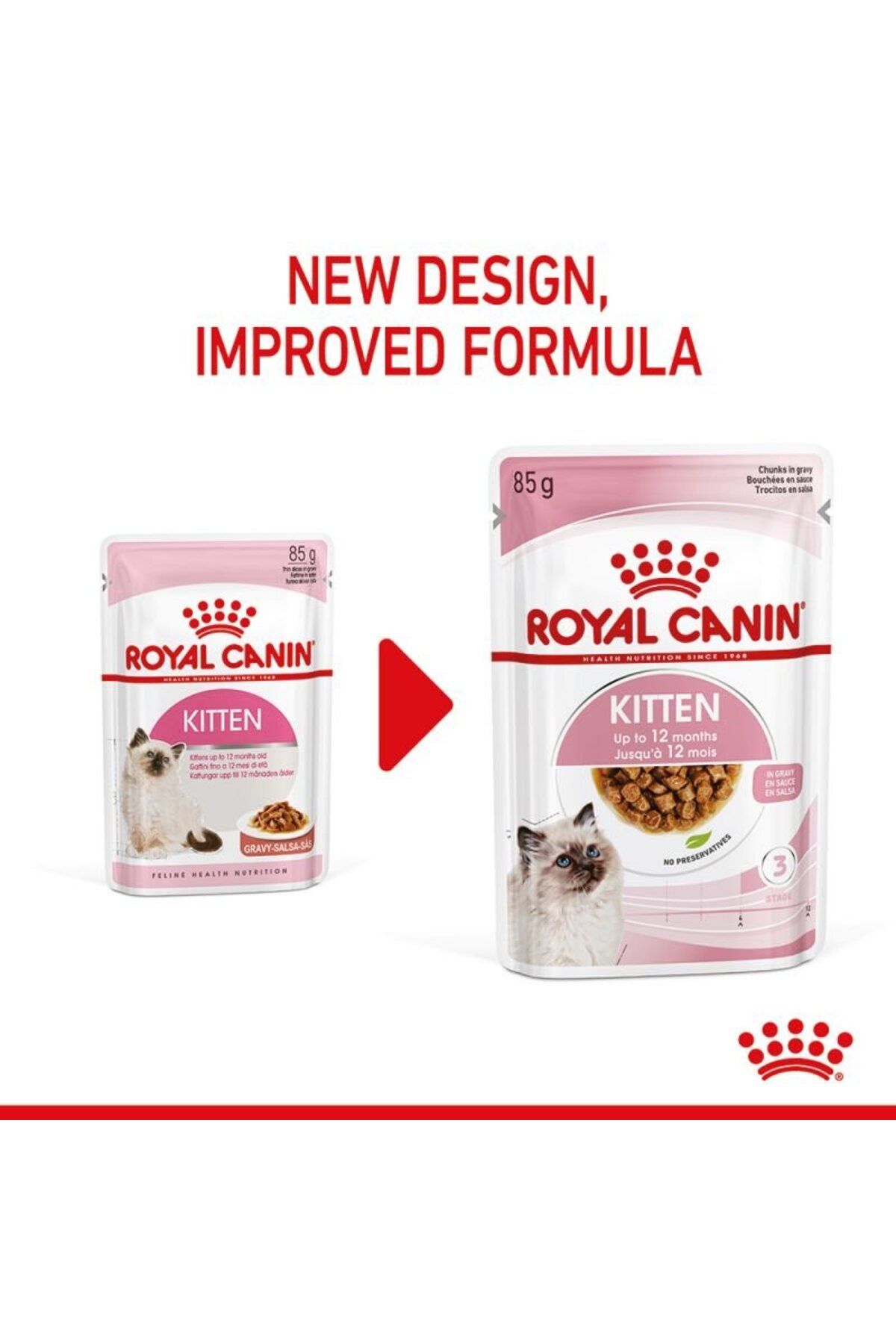 Royal Canin-Royal Canin Feline Health Nutrition Kitten Gravy 12x 85gm, Cat Wet Food Pouches 3
