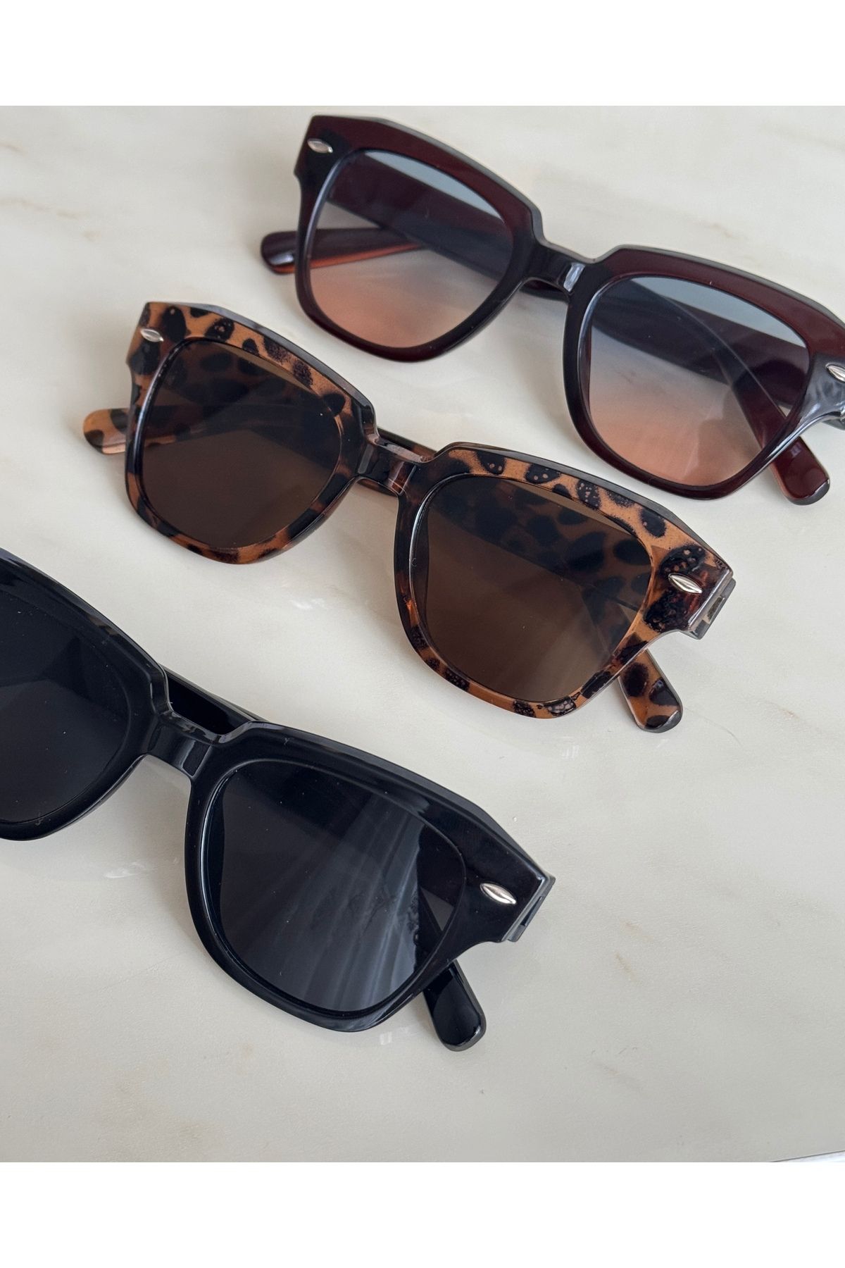 KATELIERS Leopar Kahverengi Cam RB Model Güneş Gözlüğü Köşeli