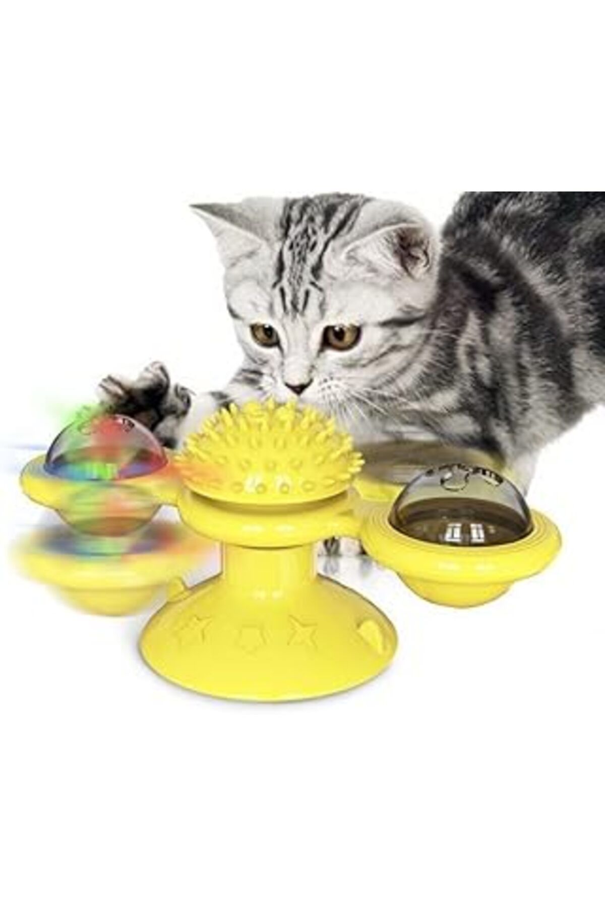 karadağsb Tineke Tineke Kedi Fırıldak Oyuncak Eğlenceli Masaj Dönebilen Kedi Oyuncak Vantuzlu Catnipli Ve L