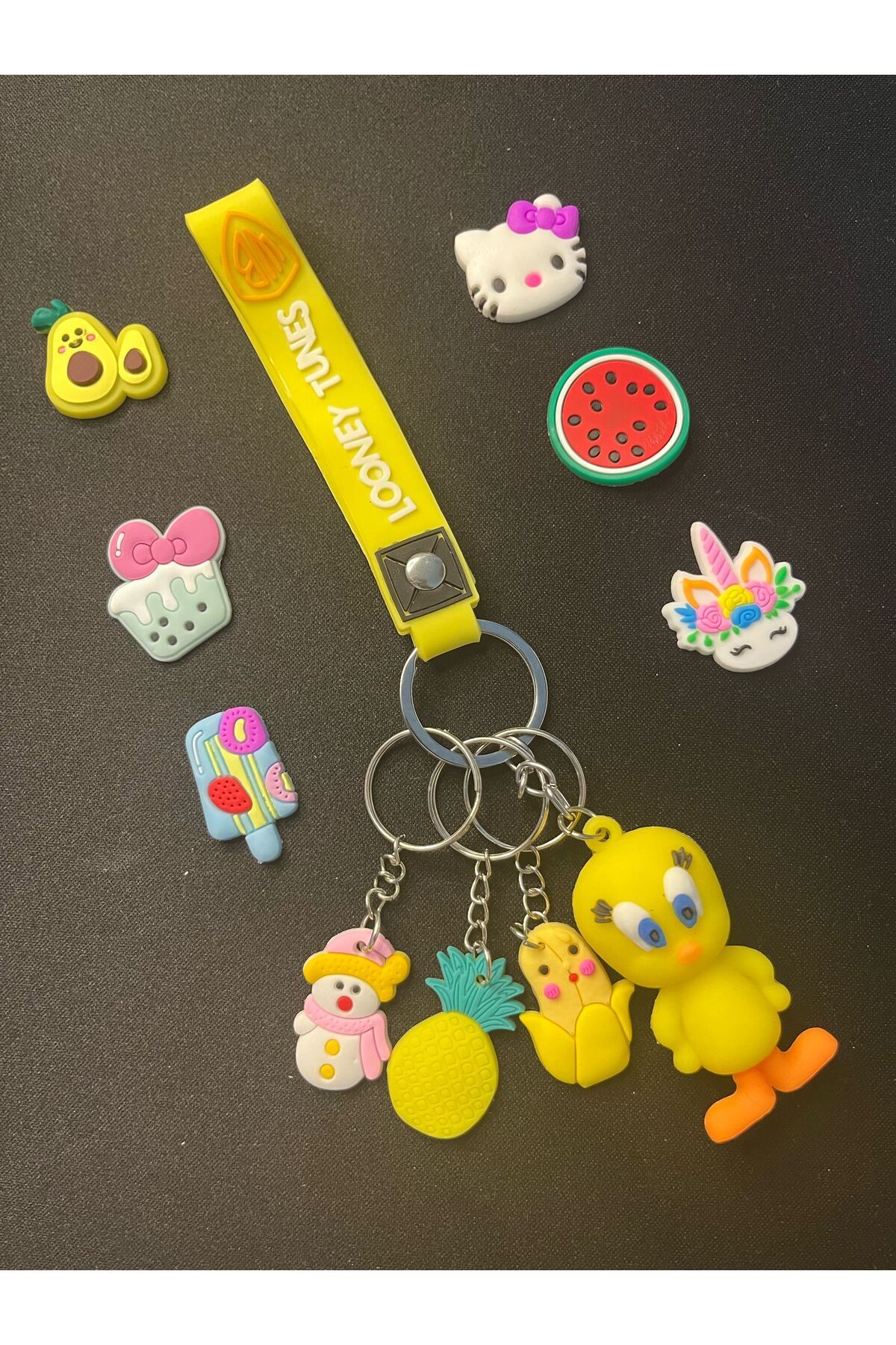 Antin Kuntin Twety Sarı Temalı 3D Anahtarlık Charm Seti 1 Adet 3D + 3 Adet Mini
