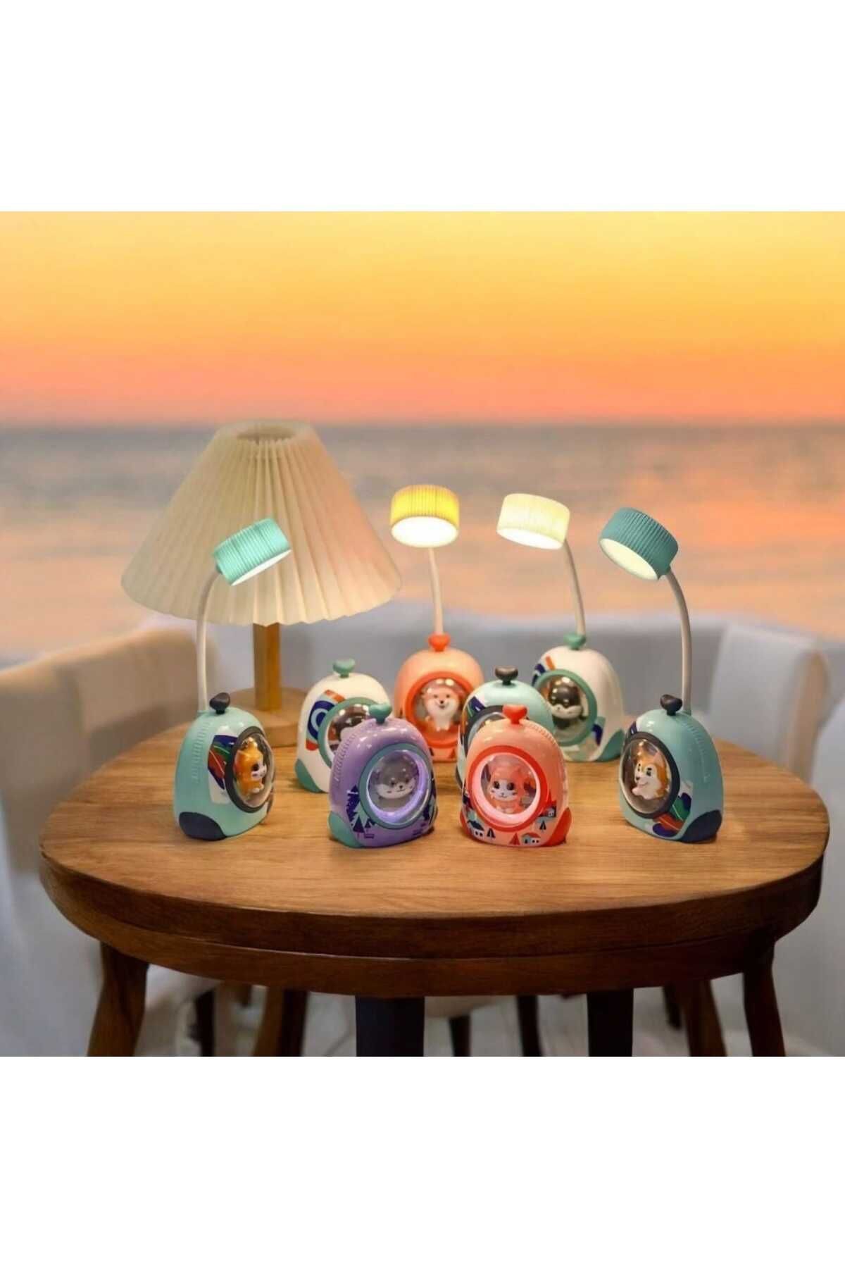 Menuzer Çok Renkli Sevimli Hayvan Kabinli Çocuk Masa& Gece Lambası RGB LED Esnek Başlıklı Gece Lambası