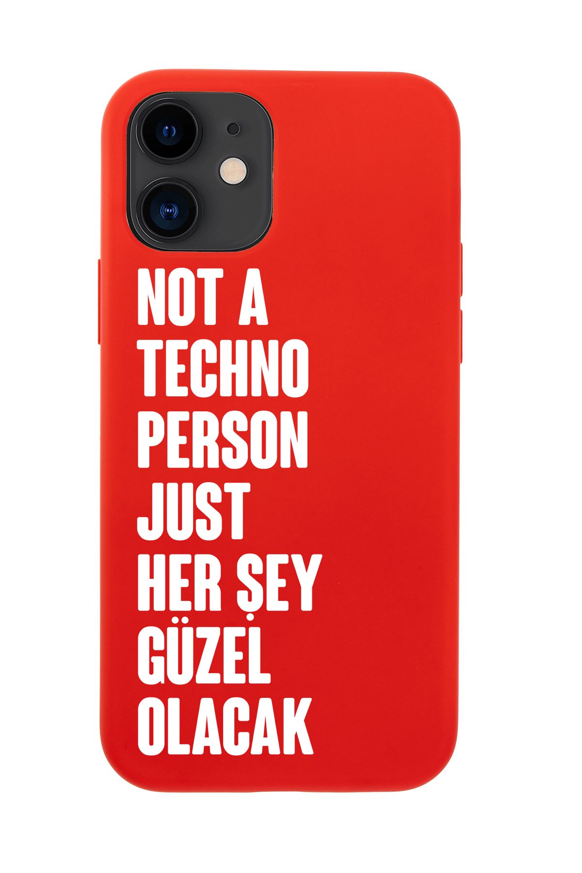 mooodcase iPhone 12 / 12 Pro Uyumlu Not Techno Person Just Her Şey Güzel Olacak Desenli Telefon Kılıfı