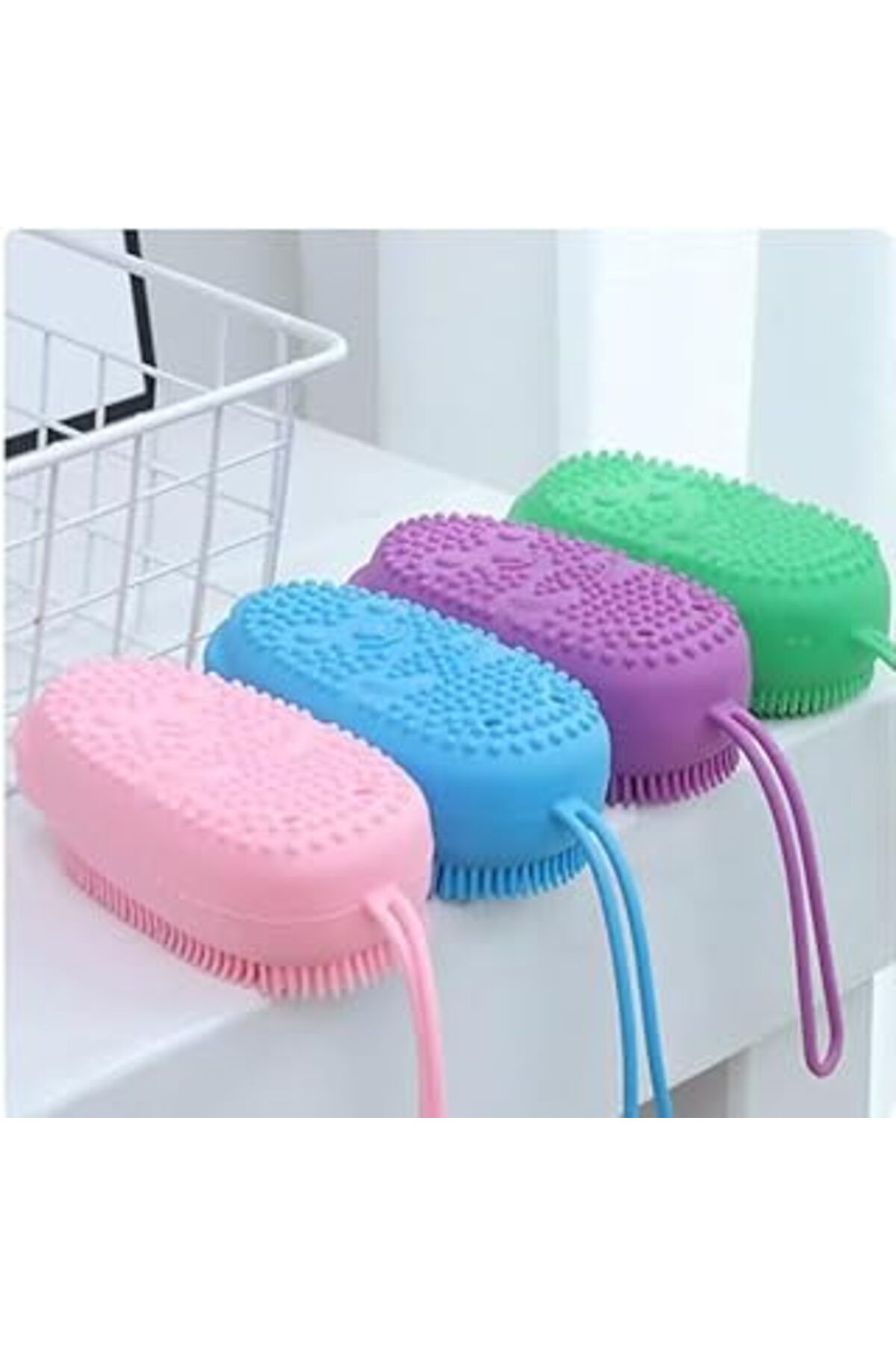 karadağsb Keyliving Süngerli Silikon Banyo Kesesi, Silikon Peeling Lifi, Köpürtücü Silikon Banyo Kese