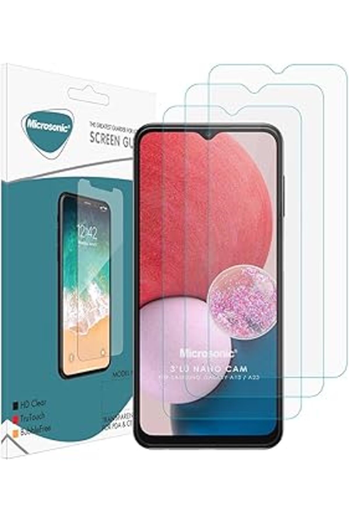Pazarcan Microsonic Samsung Galaxy A13 4G Screen Protector Nano Glass Cam Ekran Koruyucu (3`Lü Paket)