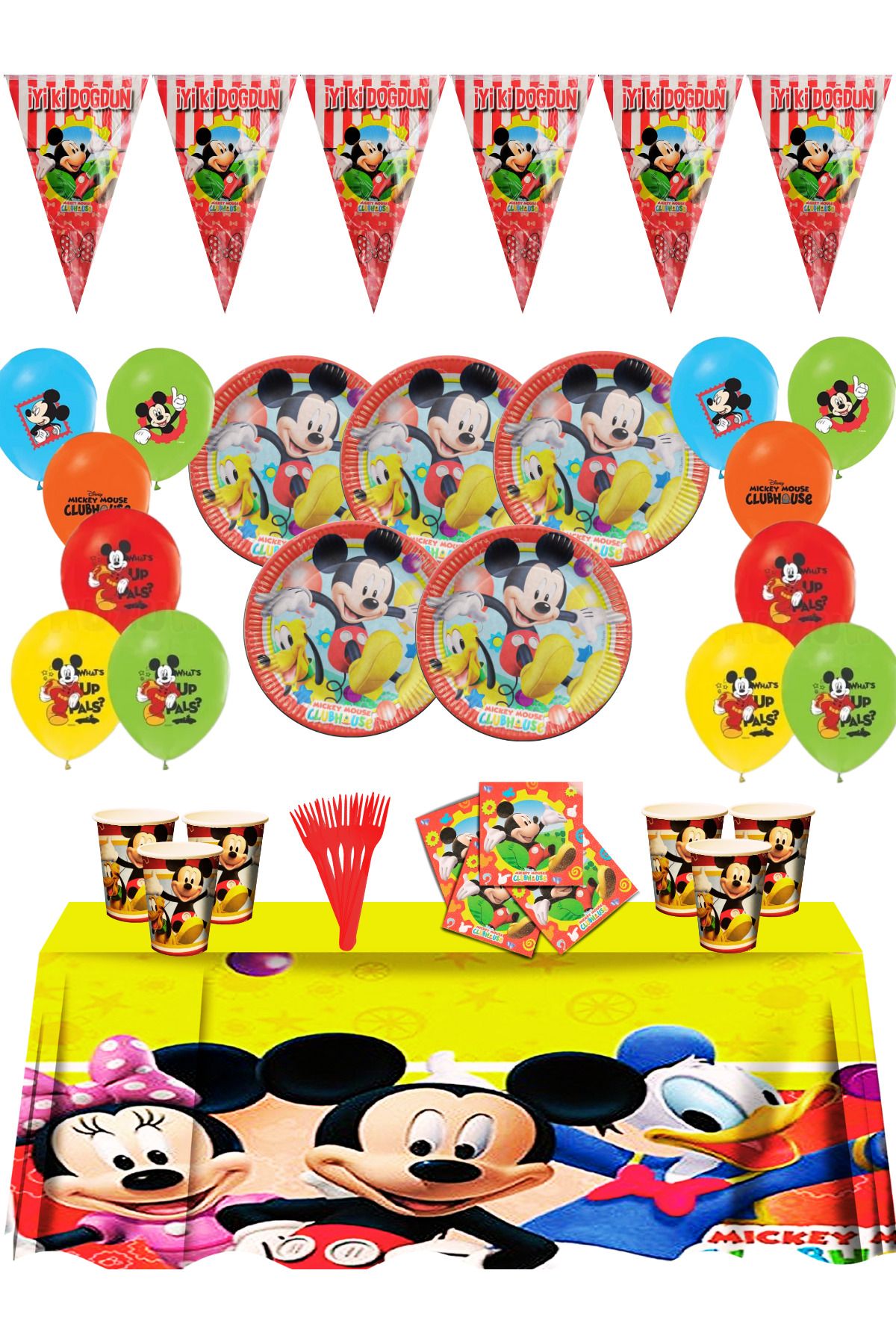 snowparty Mickey Mouse Miki Doğum Günü Parti Malzemeleri Süsleri Seti