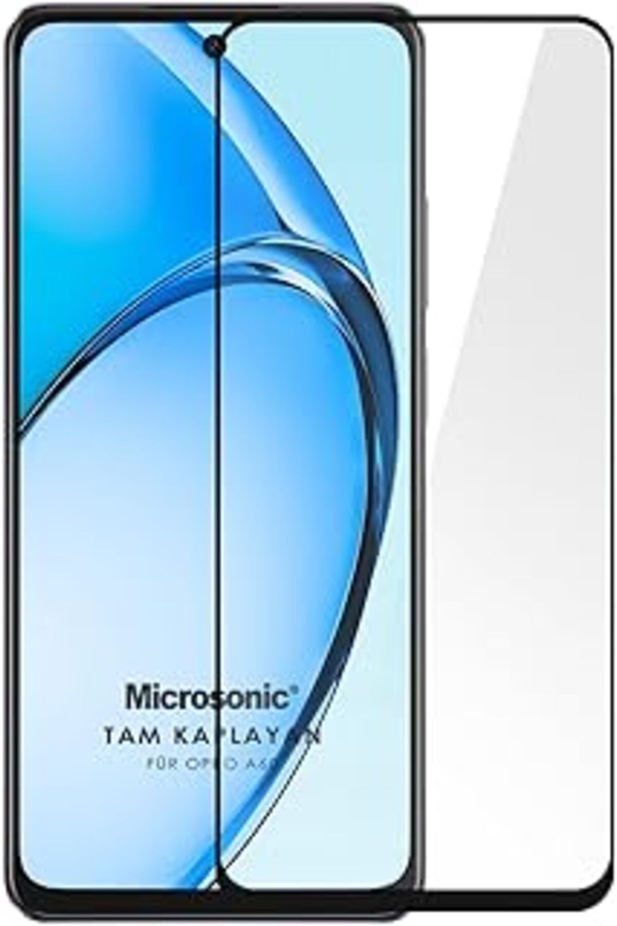 Pazarcan Microsonic Oppo A60 Tam Kaplayan Temperli Cam Ekran Koruyucu Siyah