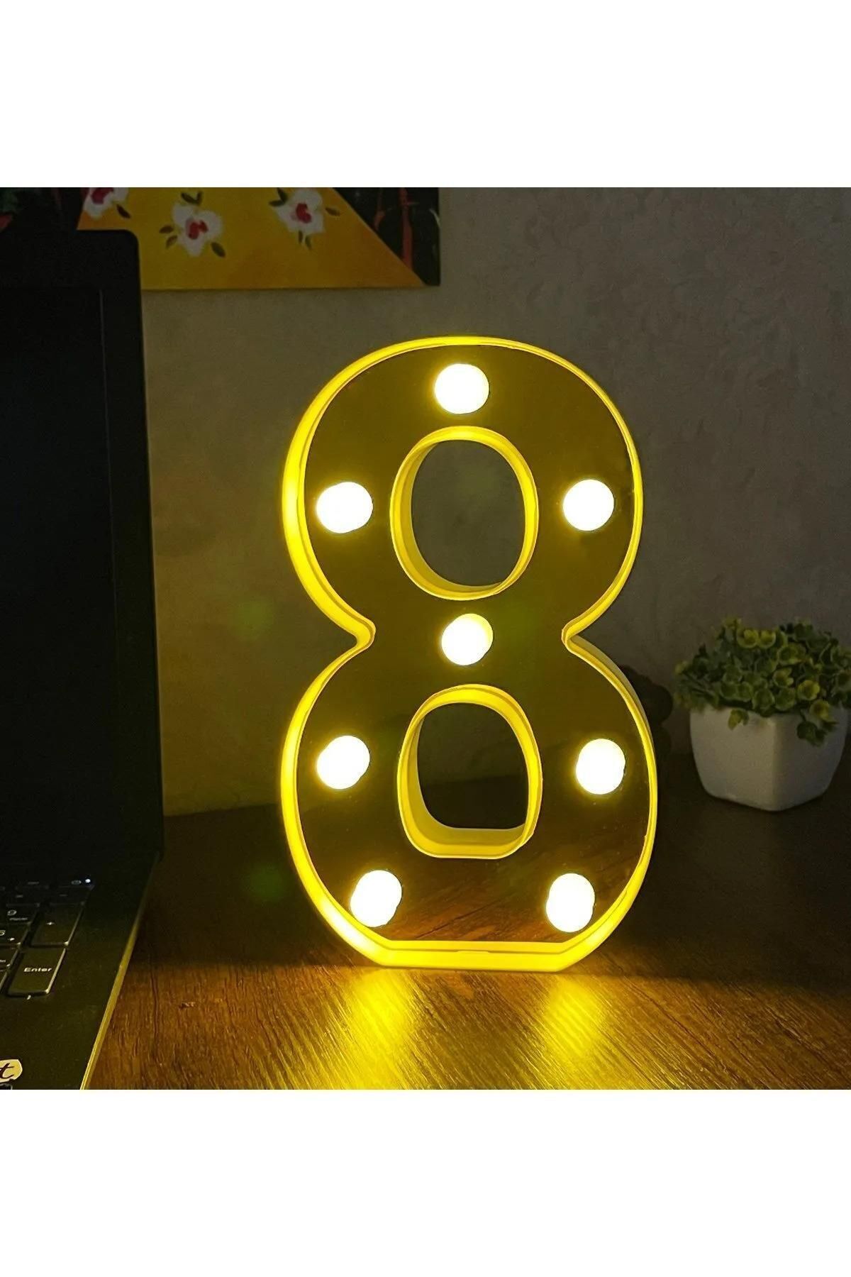bilger Büyük Boy Led Işıklı 3d Rakam Sayı Doğum Günü Kutlama Organizasyon Işıklı Sayı