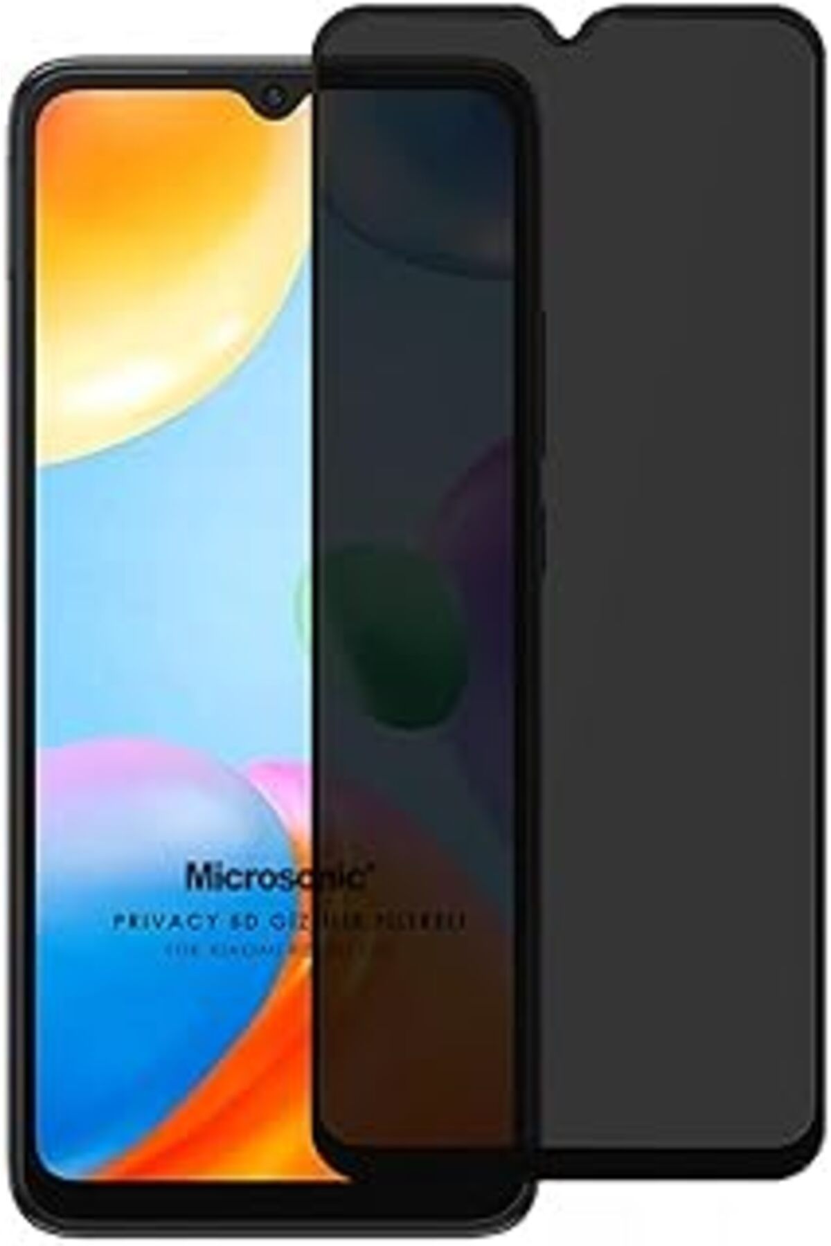 Pazarcan Microsonic Xiaomi Poco C40 Privacy 5D Gizlilik Filtreli Cam Ekran Koruyucu Siyah