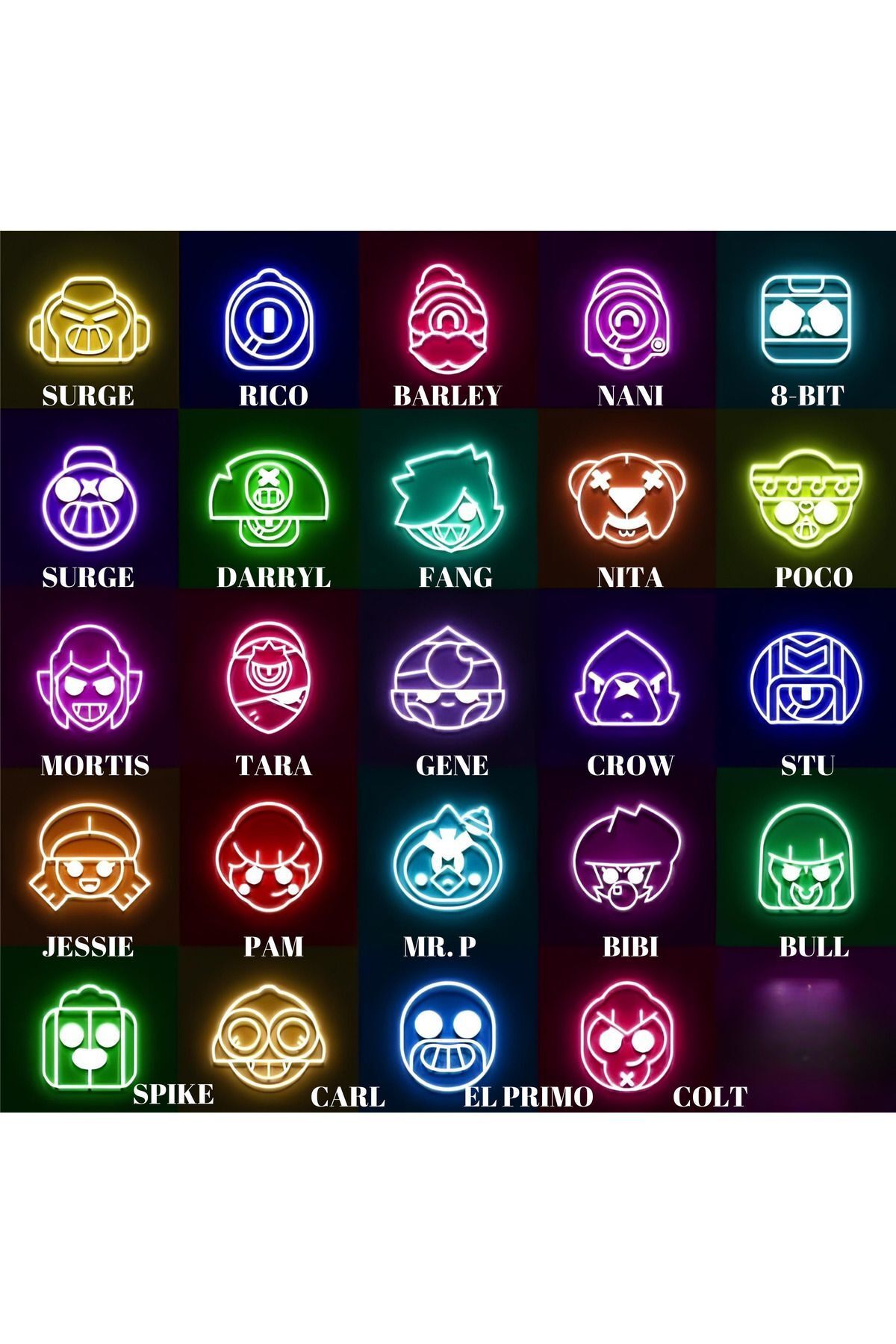 BRAWL STARS Karakter Çocuk Genç Odası Aydınlatma Neon Led Tabela
