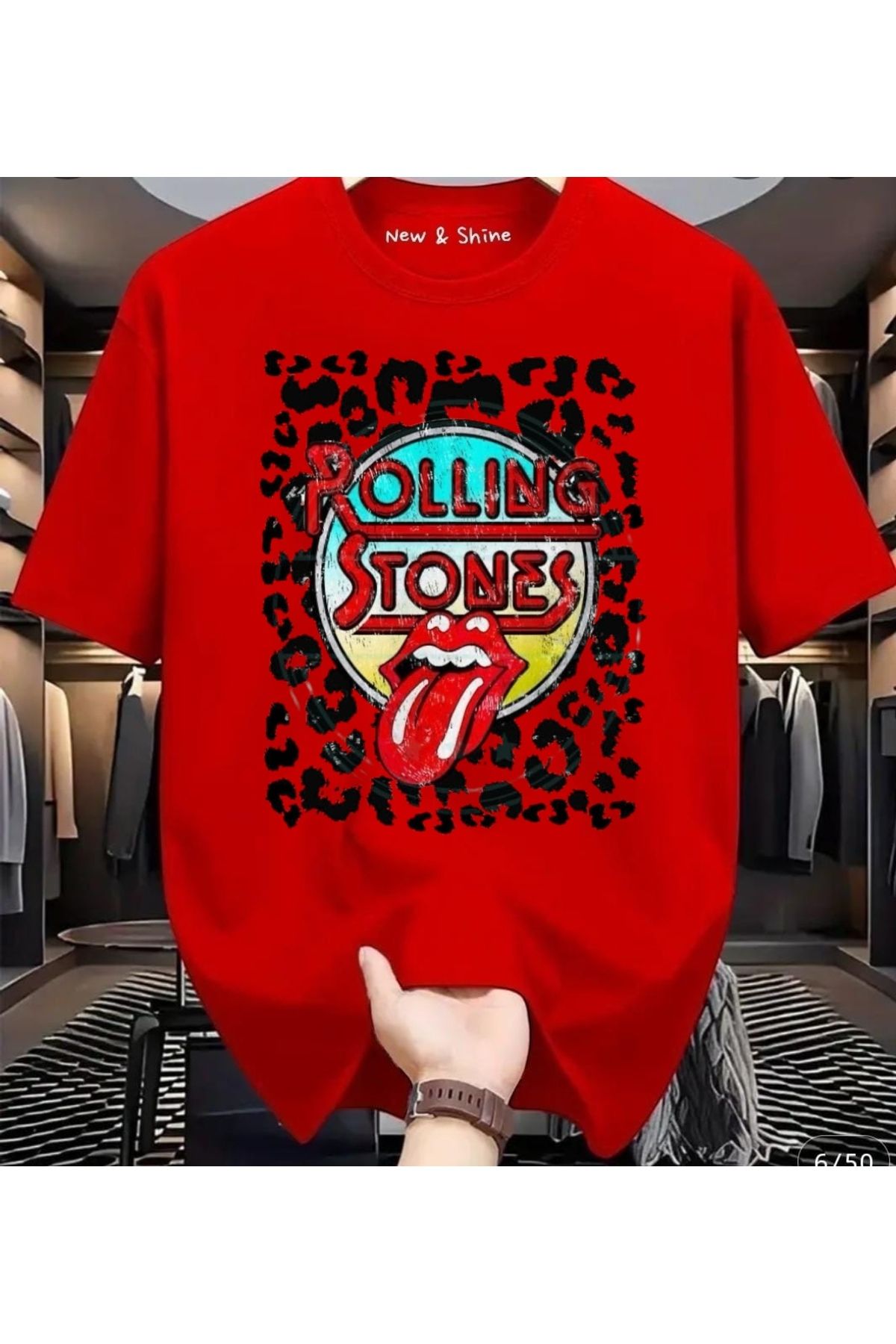New Shine Rolling Stones Büyük Beden Oversize T-Shirt