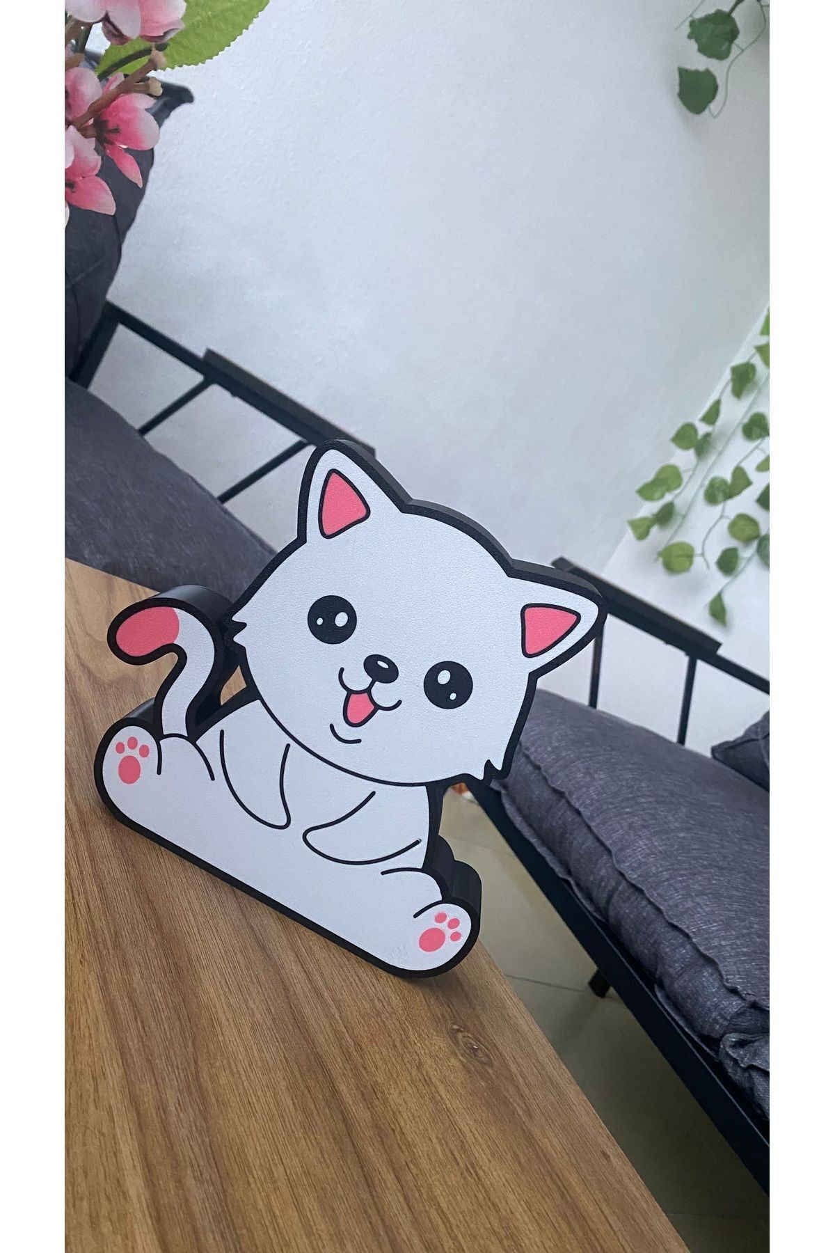 Güneş Sanat Evi Sevimli Kedi Masa Ve Gece Lambası (Adaptörlü)