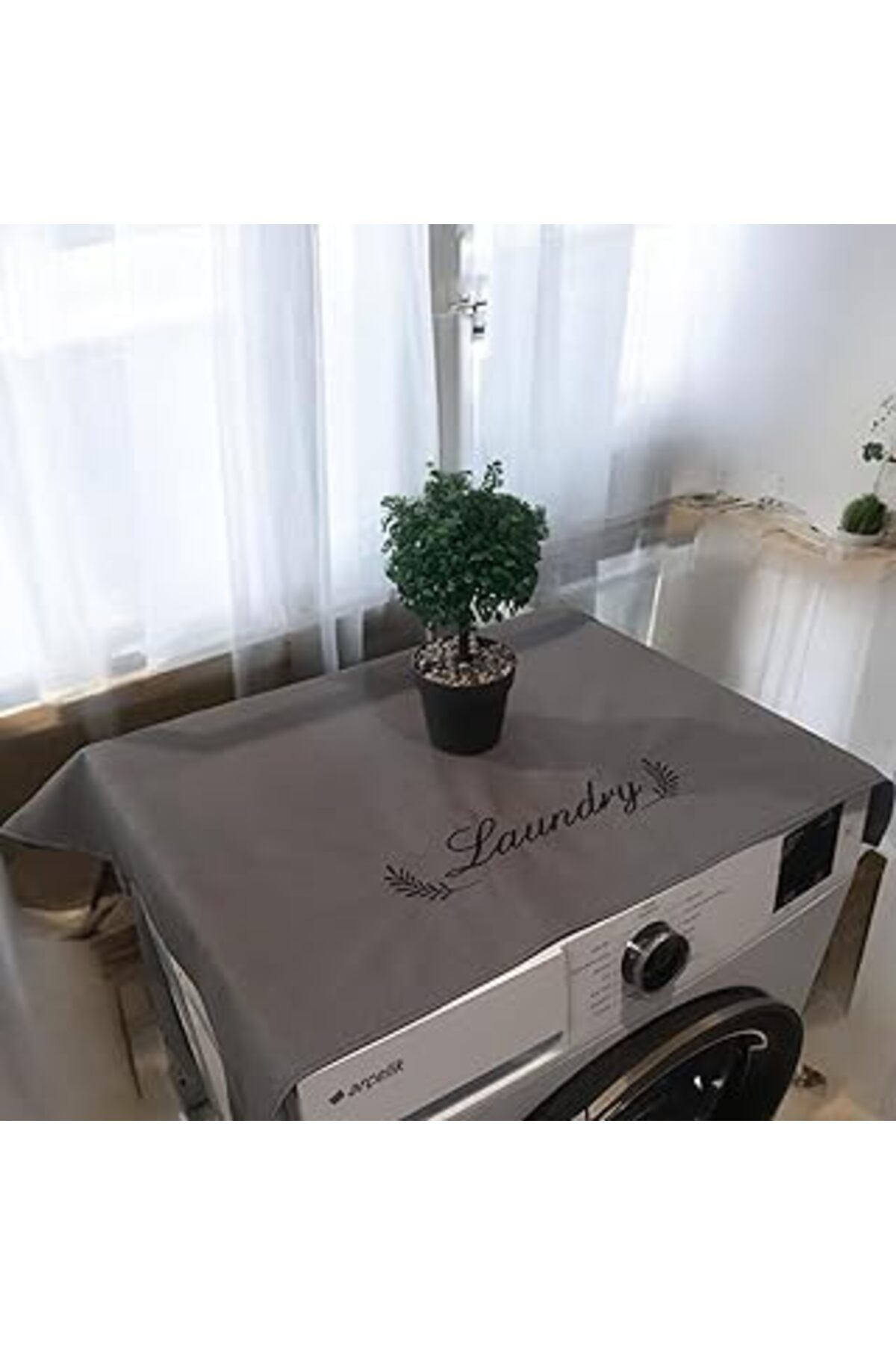 karadağsb Aee® Nakışlı Sıvı Geçirmez Premium Çamaşır Makinesi Örtüsü (Siyah Nakış)
