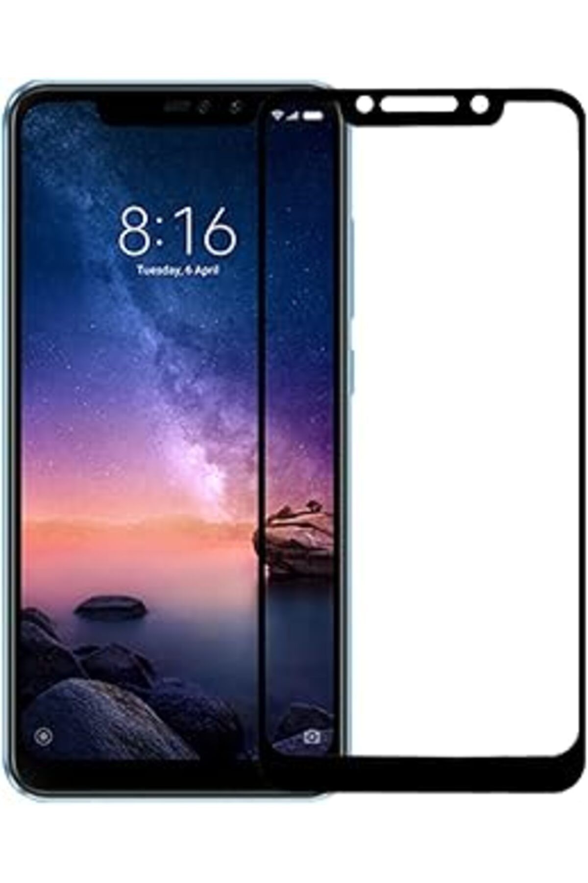 Pazarcan Microsonic Xiaomi Redmi Note 6 Pro Tam Kaplayan Temperli Cam Ekran Koruyucu Siyah