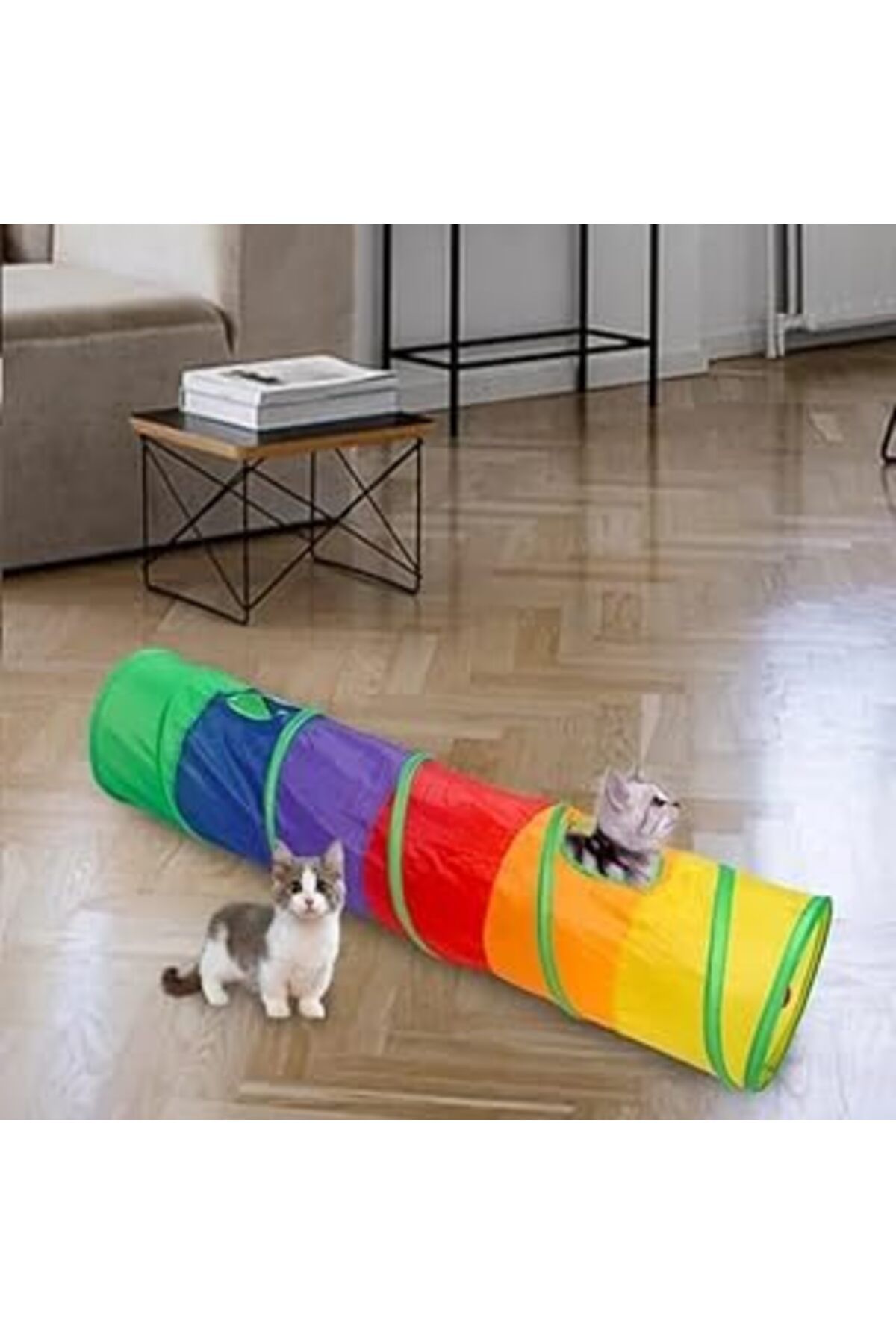 karadağsb Tineke Petshop Düz Kedi Tüneli Katlanır Gökkuşağı Uzun Düz Kedi Köpek Oyun Tüneli Evcil Hayvan Oyun