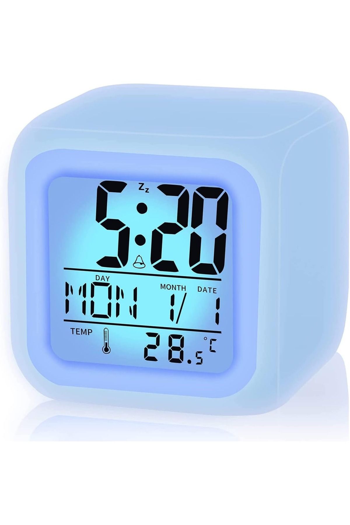 Generic-Digital 7-Color Changing LED Alarm Clock with Glowing Light, Temperature Display & Date Function 1