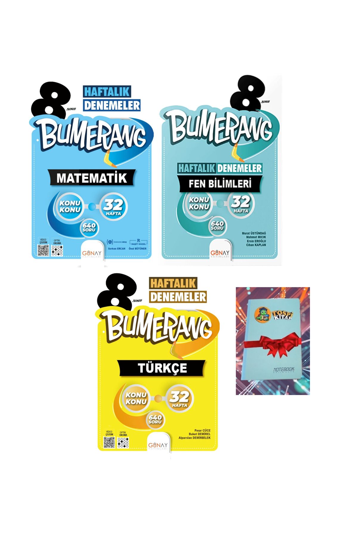 Günay Yayınları 8.Sınıf Bumerang 32’lik Haftalık FEN BİLİMLERİ + TÜRKÇE + MATEMATİK Denemeleri (NOT DEFTERİ HEDİYE)