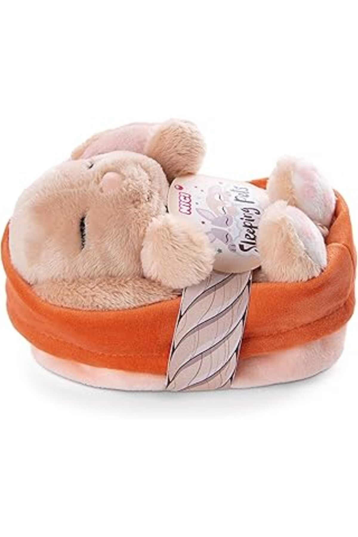 karadağsb Nici 48708 Soft Toy Sleeping Pets Bunny Caramel In Peach Basket 12Cm