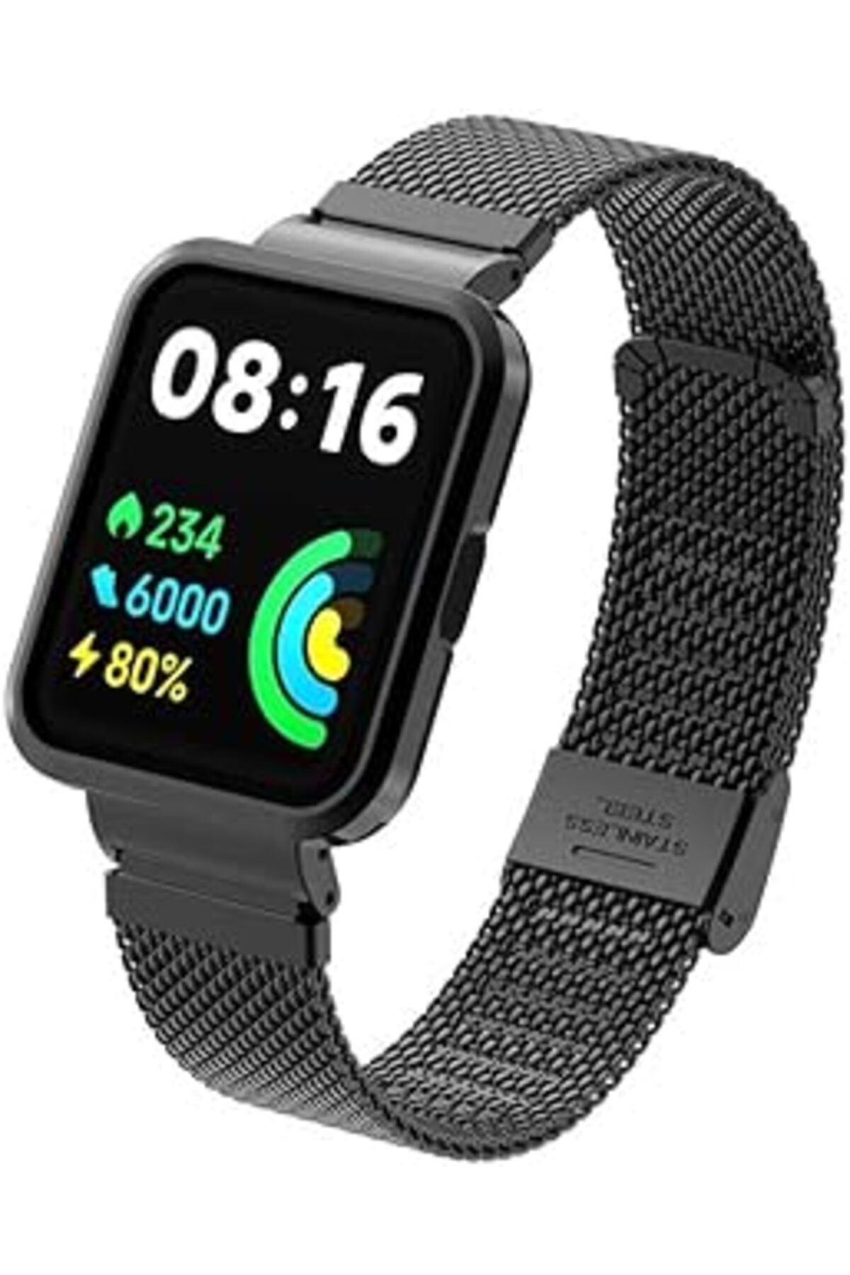 karadağsb Zore Xiaomi İle Uyumlu Redmi Watch 2 Lite Krd-66 Metal Kordon Siyah