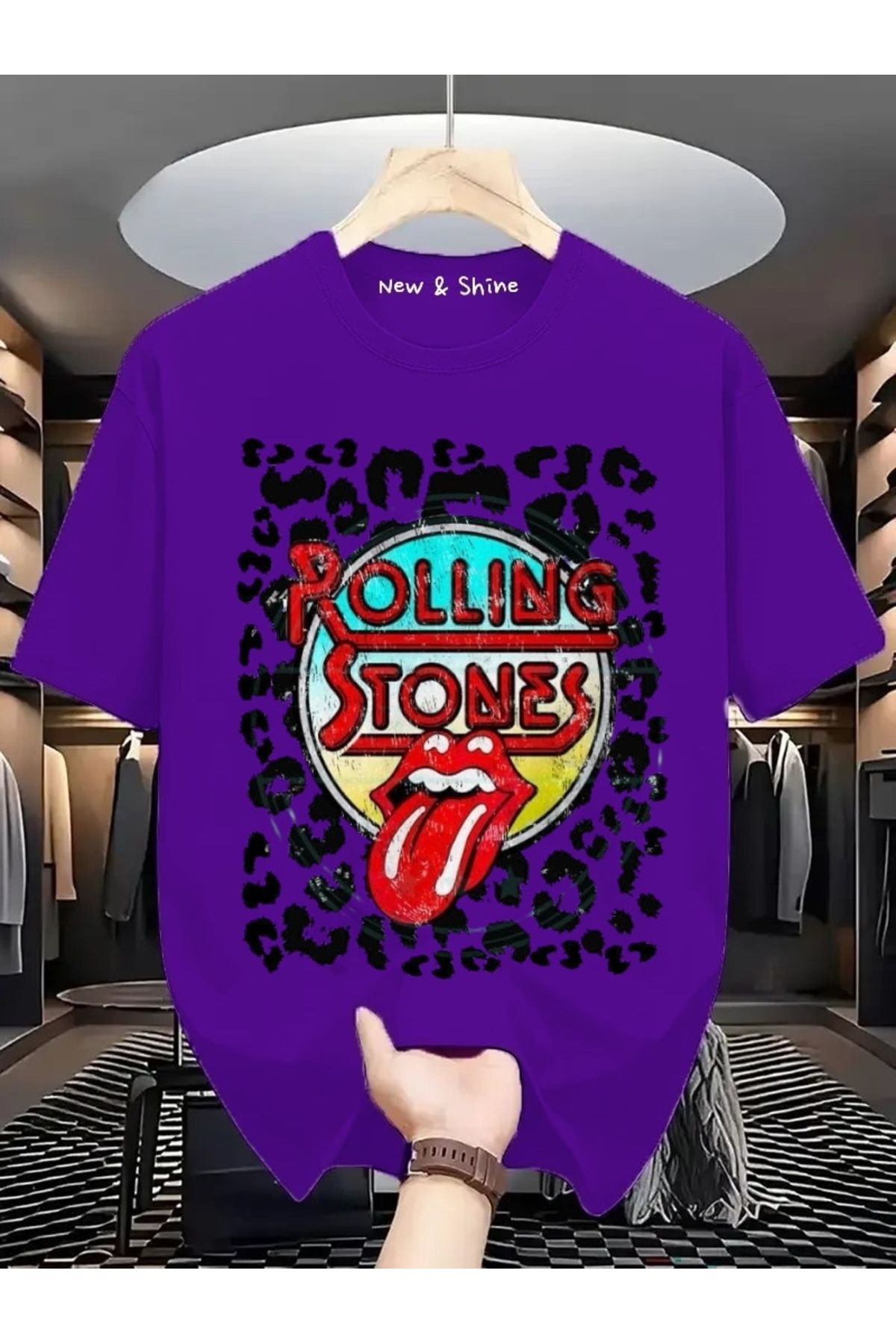 New Shine Rolling Stones Büyük Beden Oversize T-Shirt