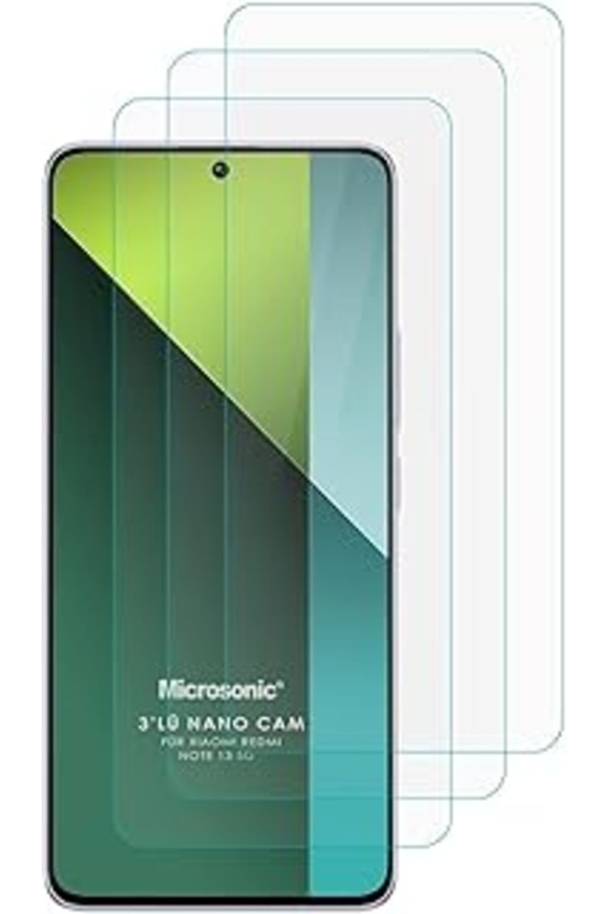Pazarcan Microsonic Xiaomi Redmi Note 13 4G Screen Protector Nano Glass Cam Ekran Koruyucu (3`Lü Paket) [Red